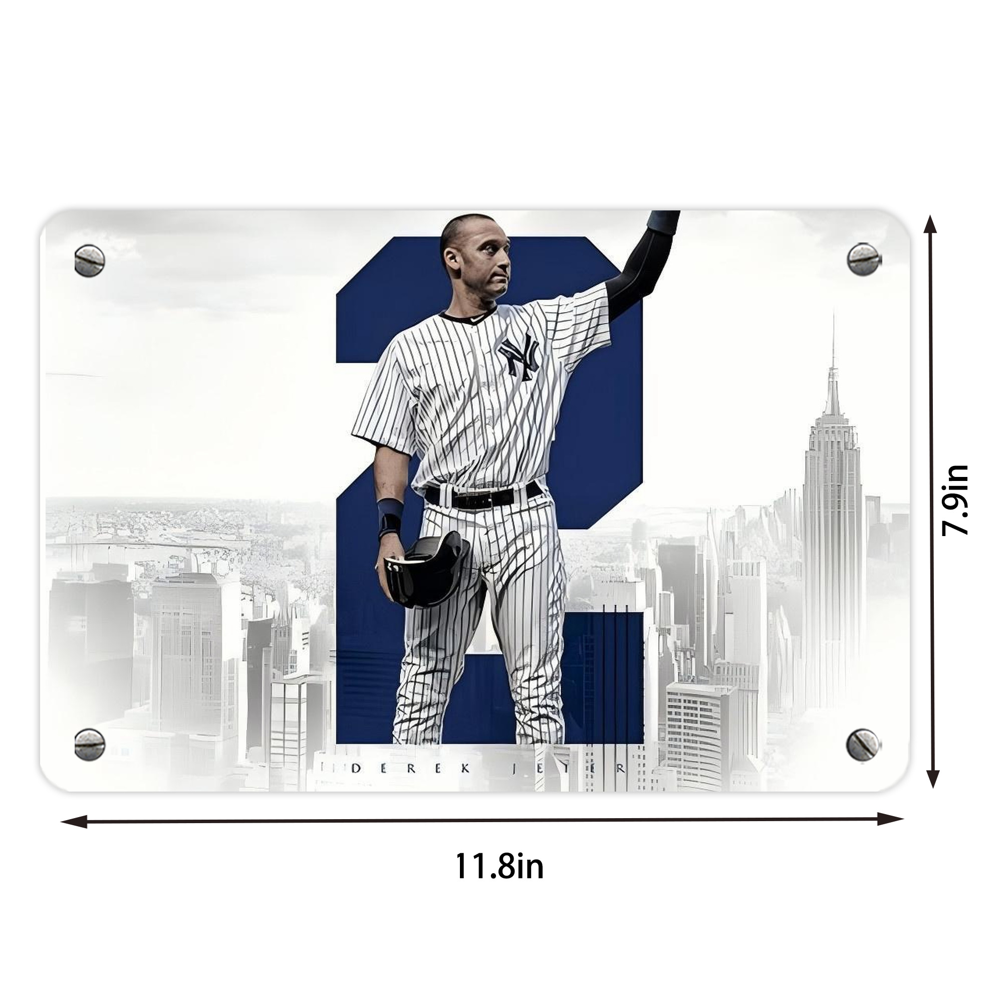 Derek Jeter 110 Metal Tin Sign 12x8inch - Premium Full-Print Decorative Wall Art, Durable Rust-Resistant Metal Plaque For Living Room, Bedroom, Kitchen, Office, Bar Décor