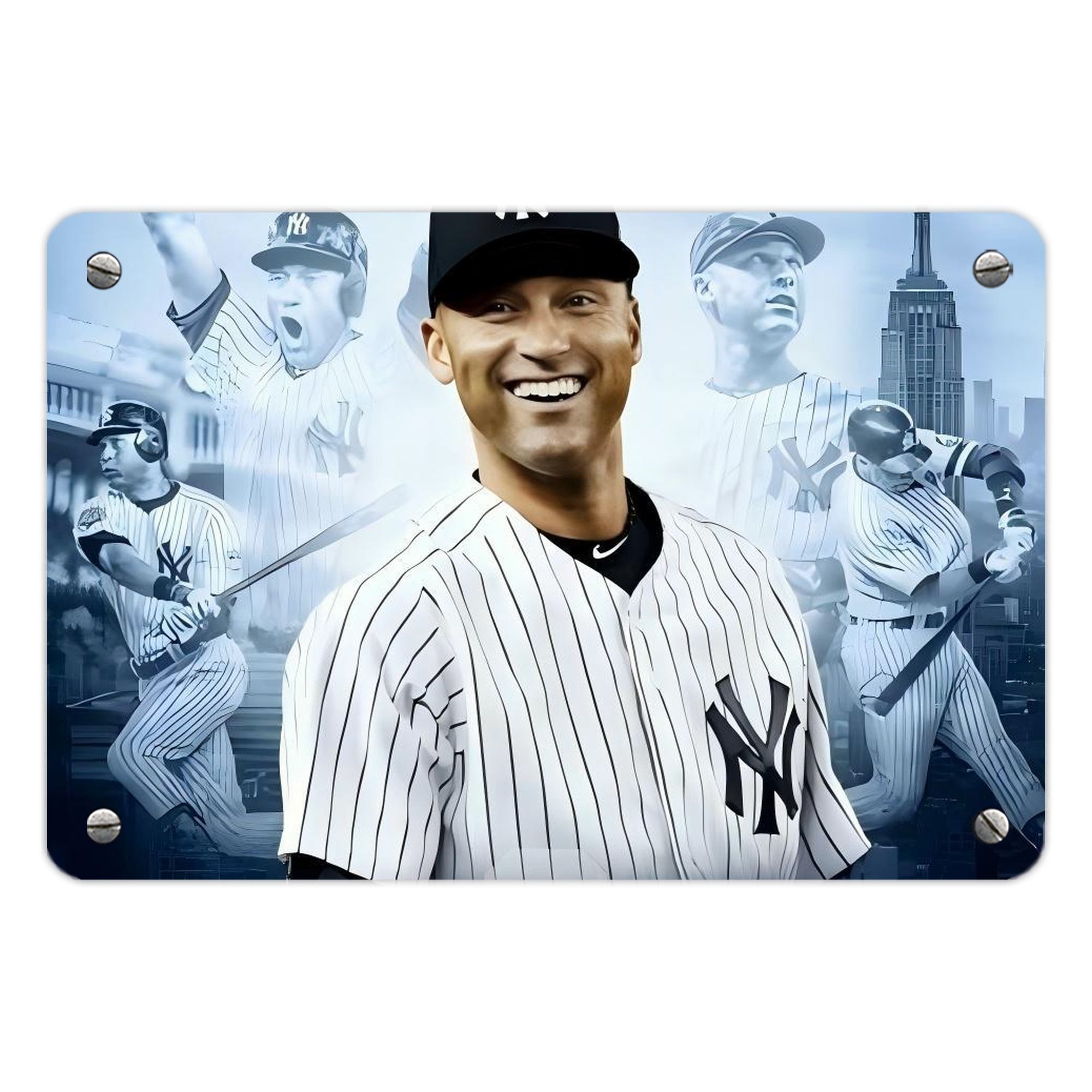 Derek Jeter 21 Metal Tin Sign 12x8inch - Premium Full-Print Decorative Wall Art, Durable Rust-Resistant Metal Plaque For Living Room, Bedroom, Kitchen, Office, Bar Décor