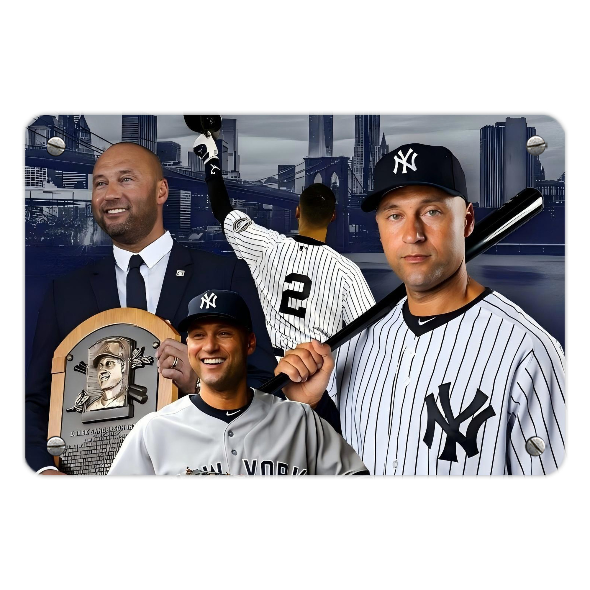 Derek Jeter 49 Metal Tin Sign 12x8inch - Premium Full-Print Decorative Wall Art, Durable Rust-Resistant Metal Plaque For Living Room, Bedroom, Kitchen, Office, Bar Décor