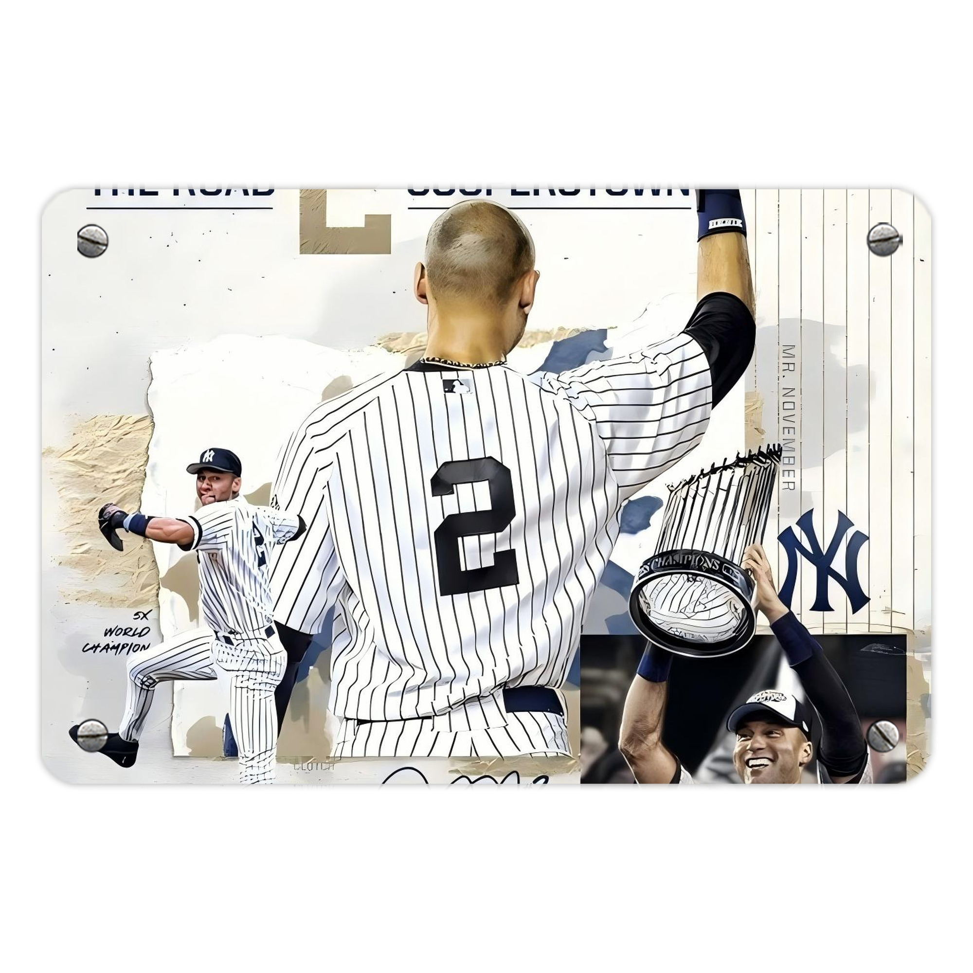 Derek Jeter 58 Metal Tin Sign 12x8inch - Premium Full-Print Decorative Wall Art, Durable Rust-Resistant Metal Plaque For Living Room, Bedroom, Kitchen, Office, Bar Décor