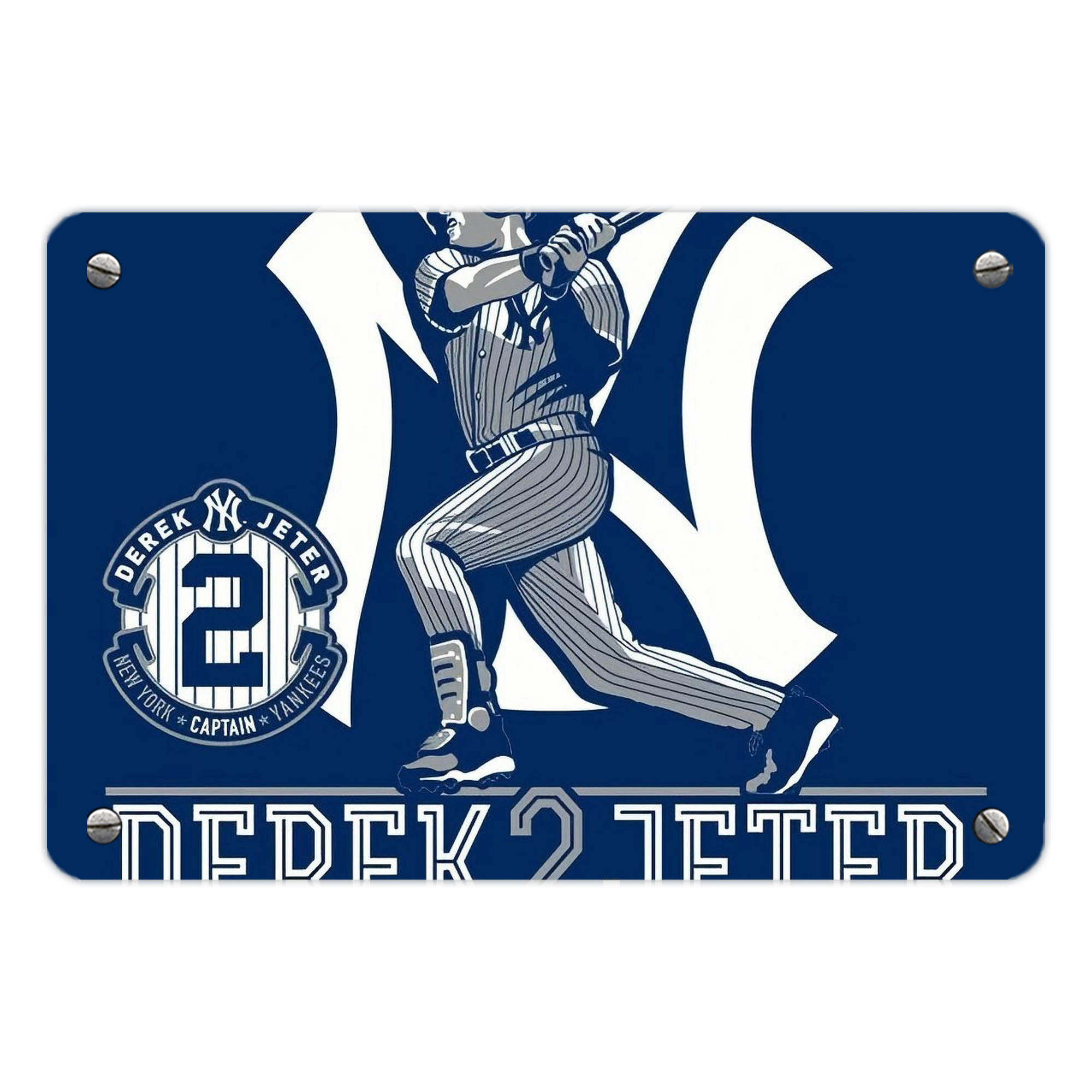 Derek Jeter 104 Metal Tin Sign 12x8inch - Premium Full-Print Decorative Wall Art, Durable Rust-Resistant Metal Plaque For Living Room, Bedroom, Kitchen, Office, Bar Décor