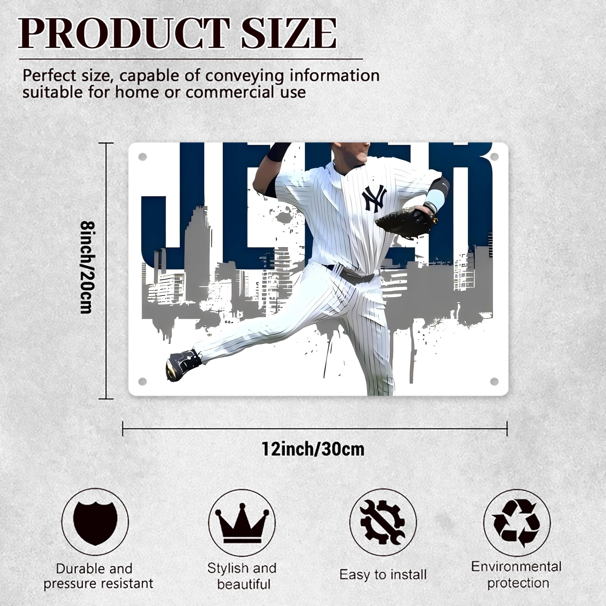 Derek Jeter 57 Decorative Aluminum Plaque – Horizontal Design – Durable, Stylish, Easy To Install – Ideal For Home, Office, Bar, And More
