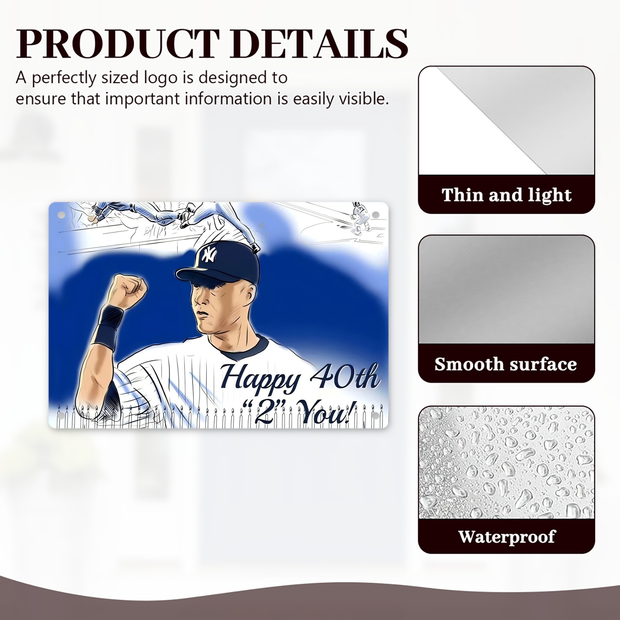 Derek Jeter 69 Decorative Aluminum Plaque – Horizontal Design – Durable, Stylish, Easy To Install – Ideal For Home, Office, Bar, And More