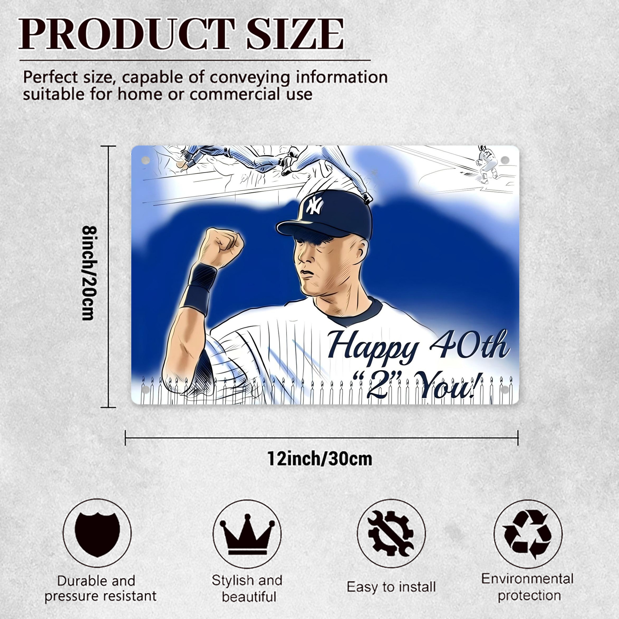 Derek Jeter 69 Decorative Aluminum Plaque – Horizontal Design – Durable, Stylish, Easy To Install – Ideal For Home, Office, Bar, And More