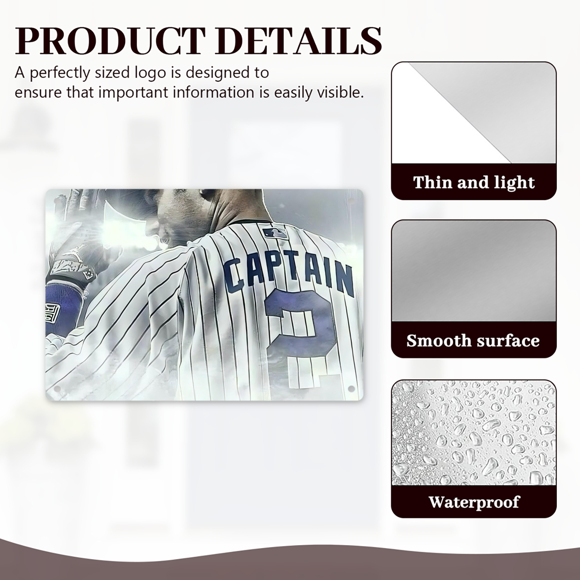 Derek Jeter 105 Decorative Aluminum Plaque – Horizontal Design – Durable, Stylish, Easy To Install – Ideal For Home, Office, Bar, And More