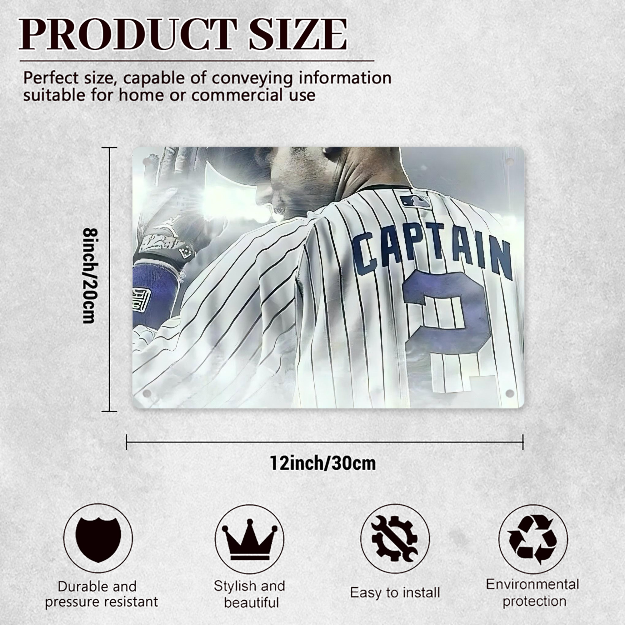 Derek Jeter 105 Decorative Aluminum Plaque – Horizontal Design – Durable, Stylish, Easy To Install – Ideal For Home, Office, Bar, And More