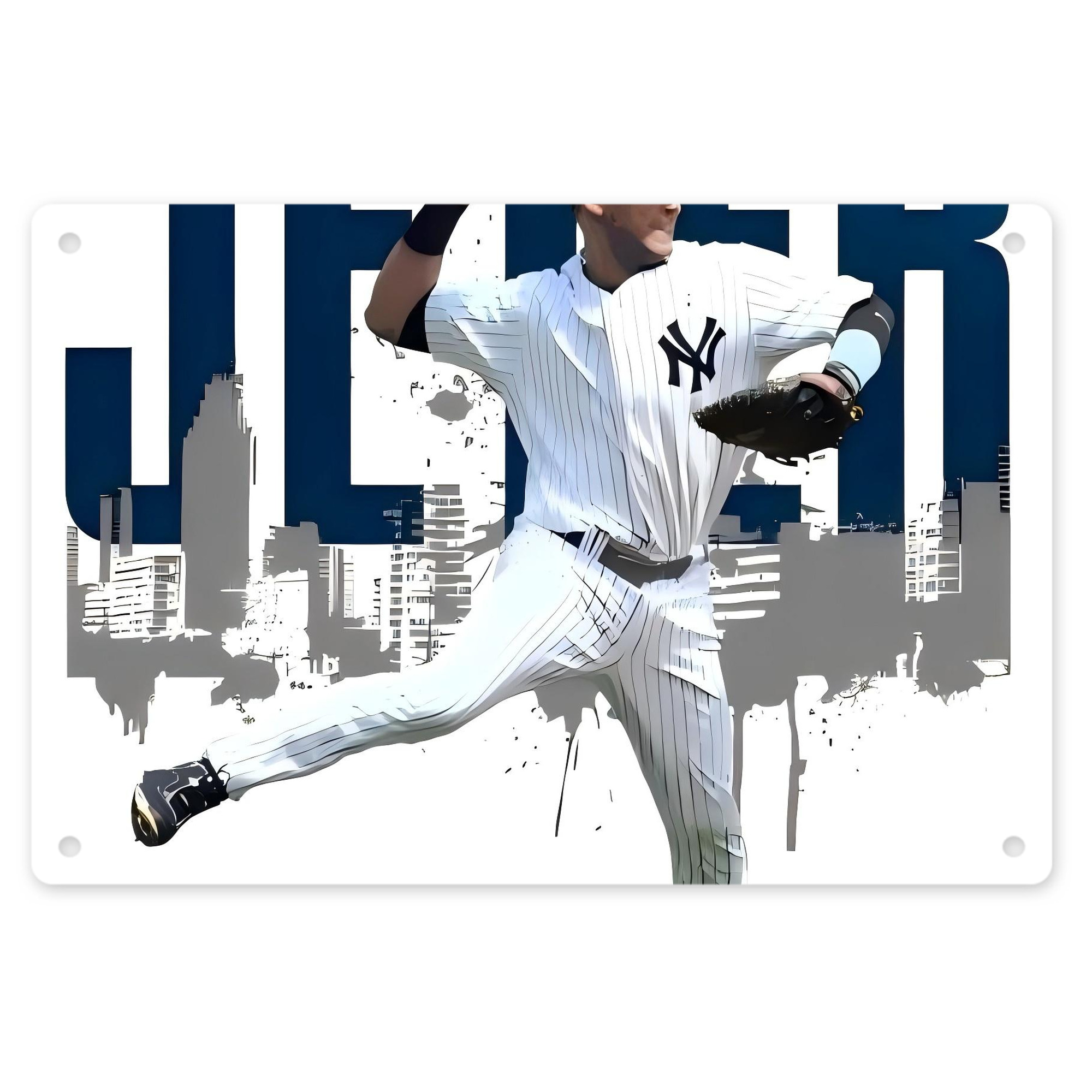Derek Jeter 57 Decorative Aluminum Plaque – Horizontal Design – Durable, Stylish, Easy To Install – Ideal For Home, Office, Bar, And More