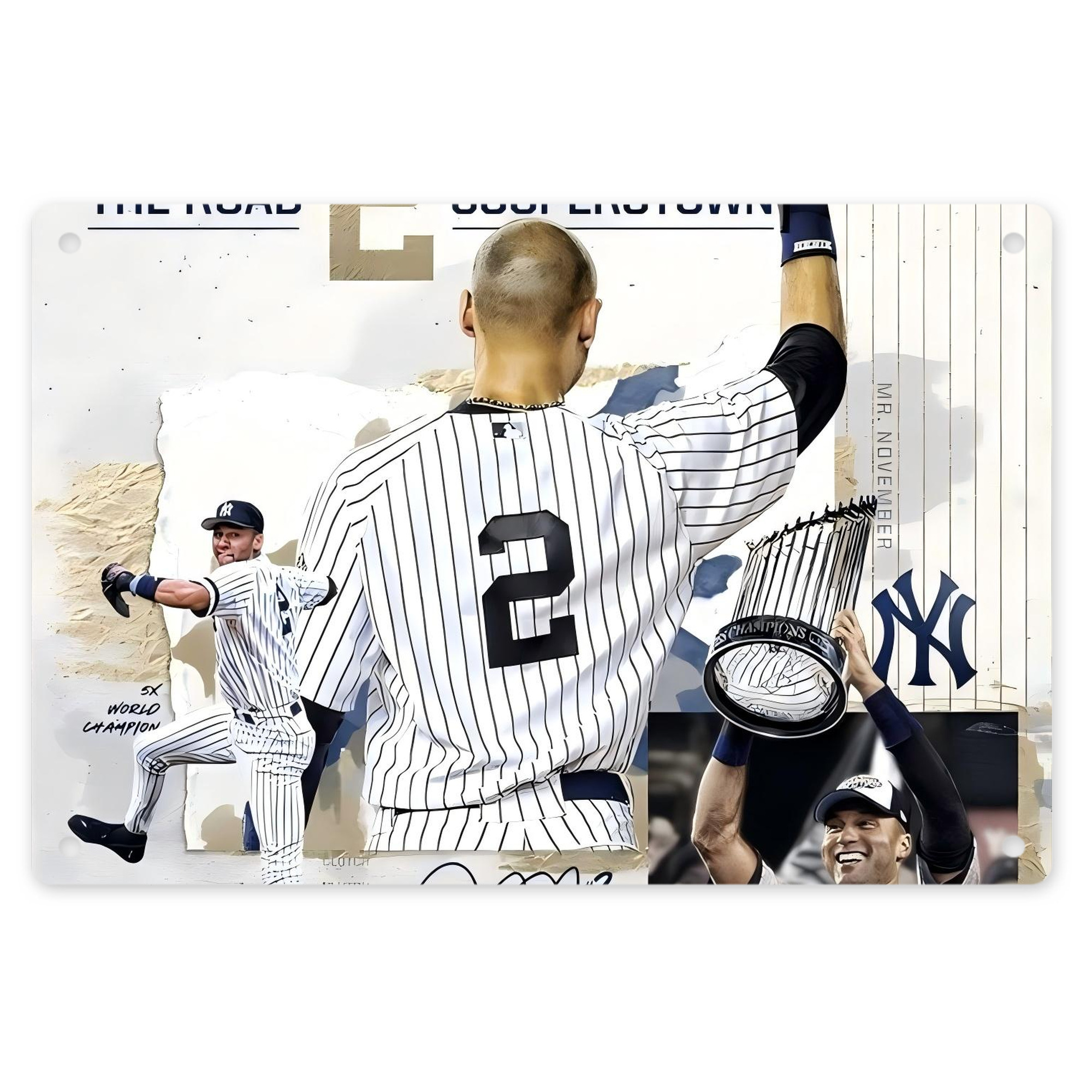 Derek Jeter 58 Decorative Aluminum Plaque – Horizontal Design – Durable, Stylish, Easy To Install – Ideal For Home, Office, Bar, And More