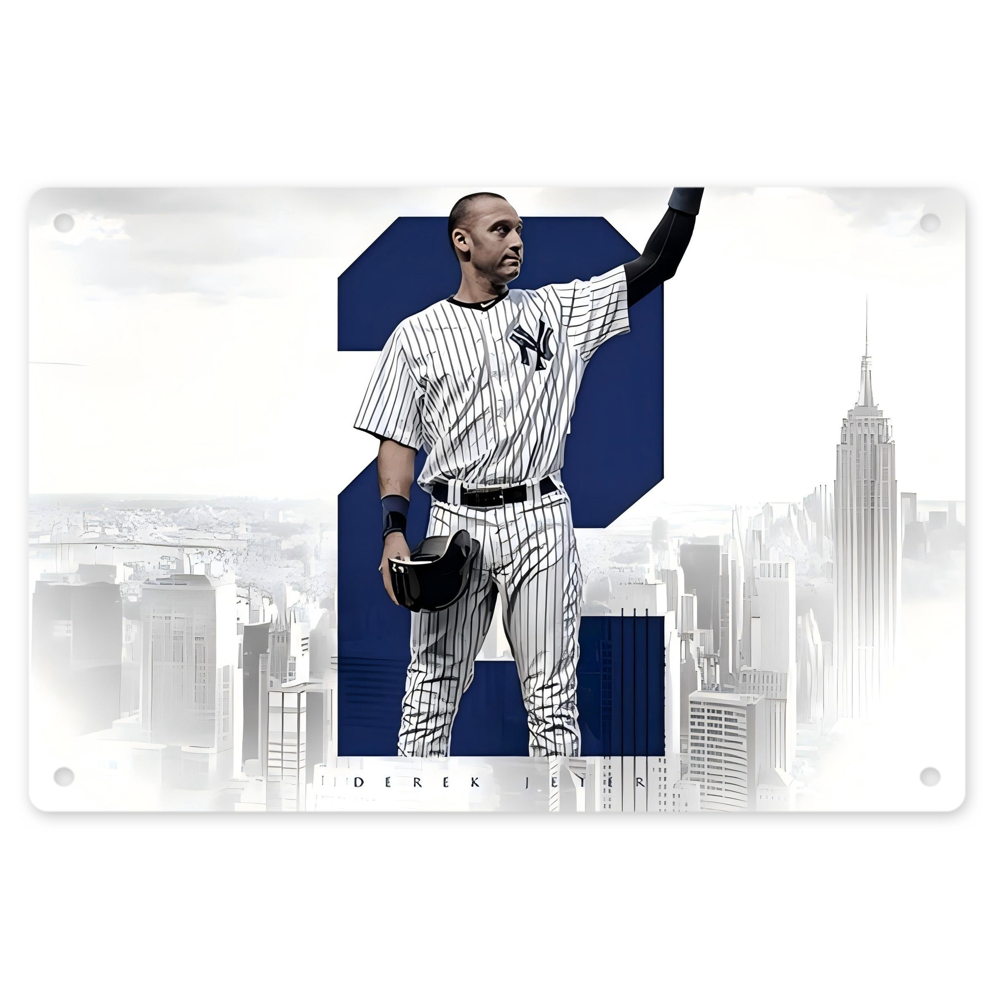 Derek Jeter 68 Decorative Aluminum Plaque – Horizontal Design – Durable, Stylish, Easy To Install – Ideal For Home, Office, Bar, And More
