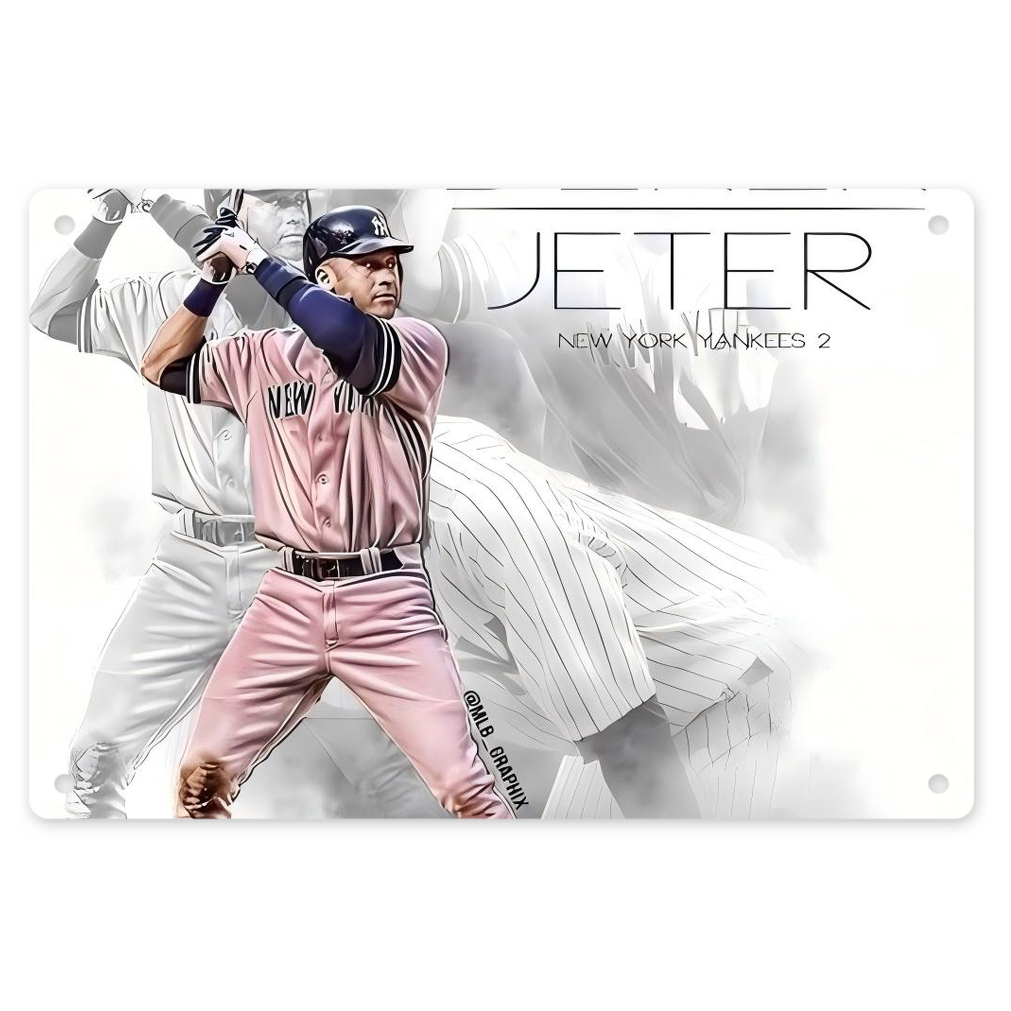 Derek Jeter 72 Decorative Aluminum Plaque – Horizontal Design – Durable, Stylish, Easy To Install – Ideal For Home, Office, Bar, And More