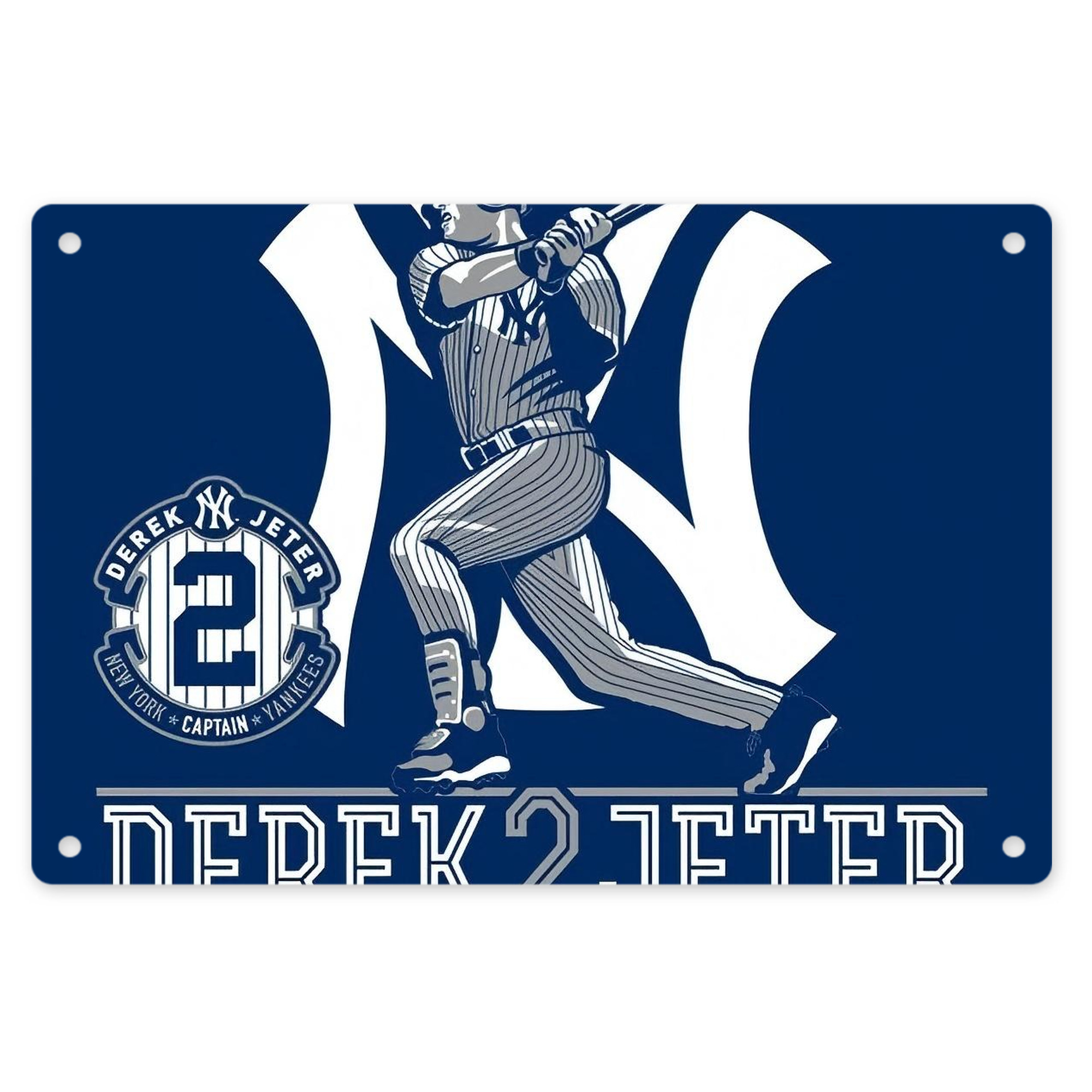 Derek Jeter 104 Decorative Aluminum Plaque – Horizontal Design – Durable, Stylish, Easy To Install – Ideal For Home, Office, Bar, And More