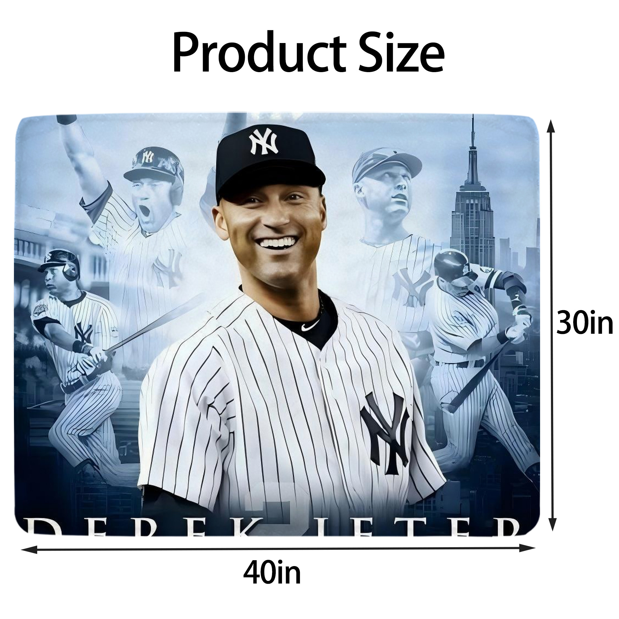 Derek Jeter 21 Soft Plush Fleece Blanket 30x40 Inch - 300GSM Flannel, Ultra Soft & Warm, Lightweight & Durable, Perfect For Kids, Adults, Couch, Bed, Camping, Travel, Gift For Family & Friends