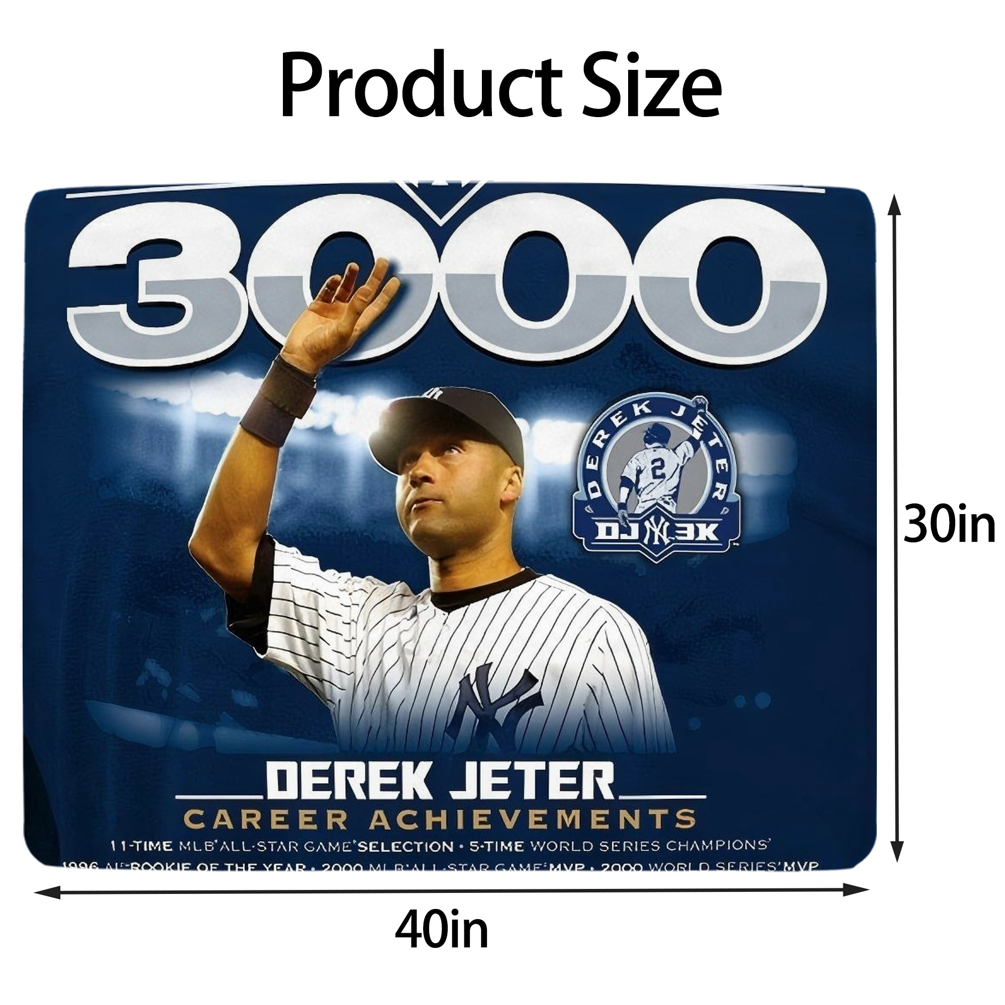 Derek Jeter 24 Soft Plush Fleece Blanket 30x40 Inch - 300GSM Flannel, Ultra Soft & Warm, Lightweight & Durable, Perfect For Kids, Adults, Couch, Bed, Camping, Travel, Gift For Family & Friends