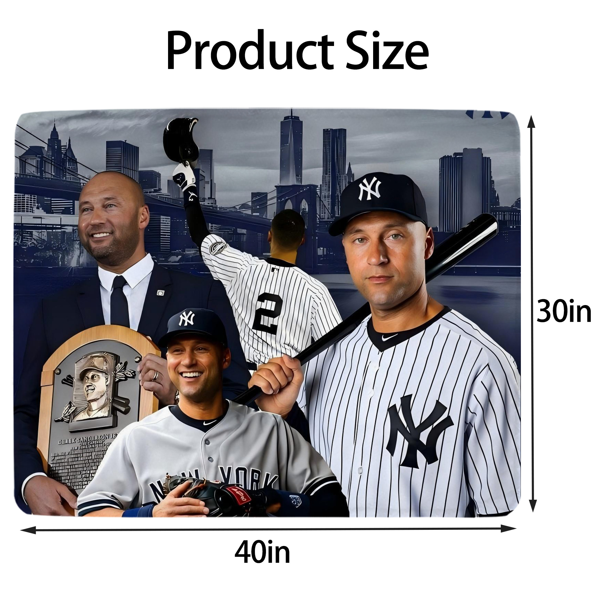 Derek Jeter 49 Soft Plush Fleece Blanket 30x40 Inch - 300GSM Flannel, Ultra Soft & Warm, Lightweight & Durable, Perfect For Kids, Adults, Couch, Bed, Camping, Travel, Gift For Family & Friends