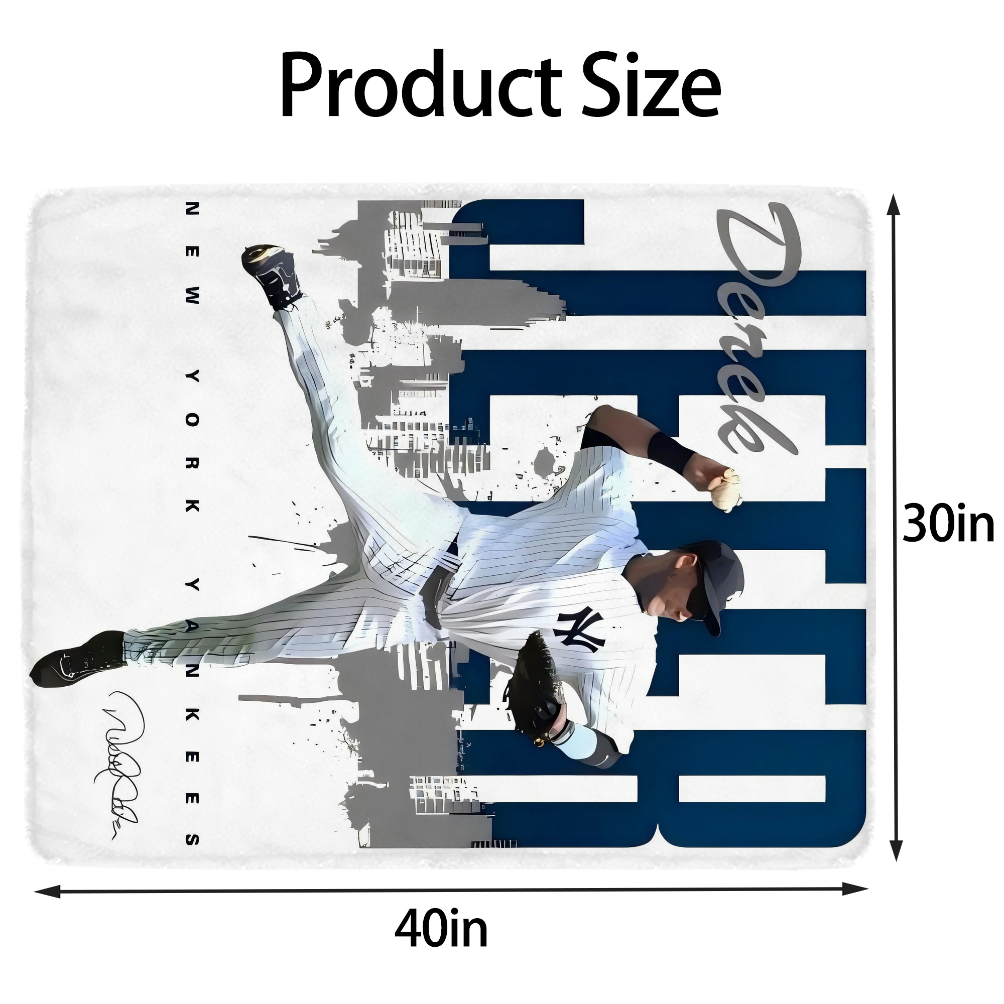 Derek Jeter 57 Soft Plush Fleece Blanket 30x40 Inch - 300GSM Flannel, Ultra Soft & Warm, Lightweight & Durable, Perfect For Kids, Adults, Couch, Bed, Camping, Travel, Gift For Family & Friends
