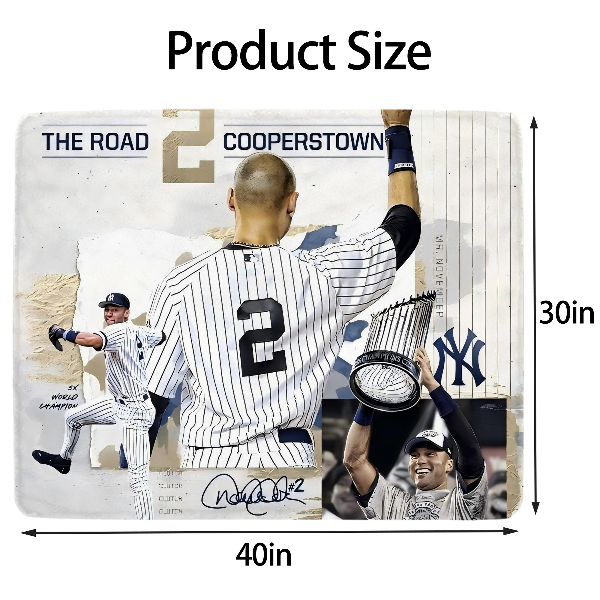 Derek Jeter 58 Soft Plush Fleece Blanket 30x40 Inch - 300GSM Flannel, Ultra Soft & Warm, Lightweight & Durable, Perfect For Kids, Adults, Couch, Bed, Camping, Travel, Gift For Family & Friends