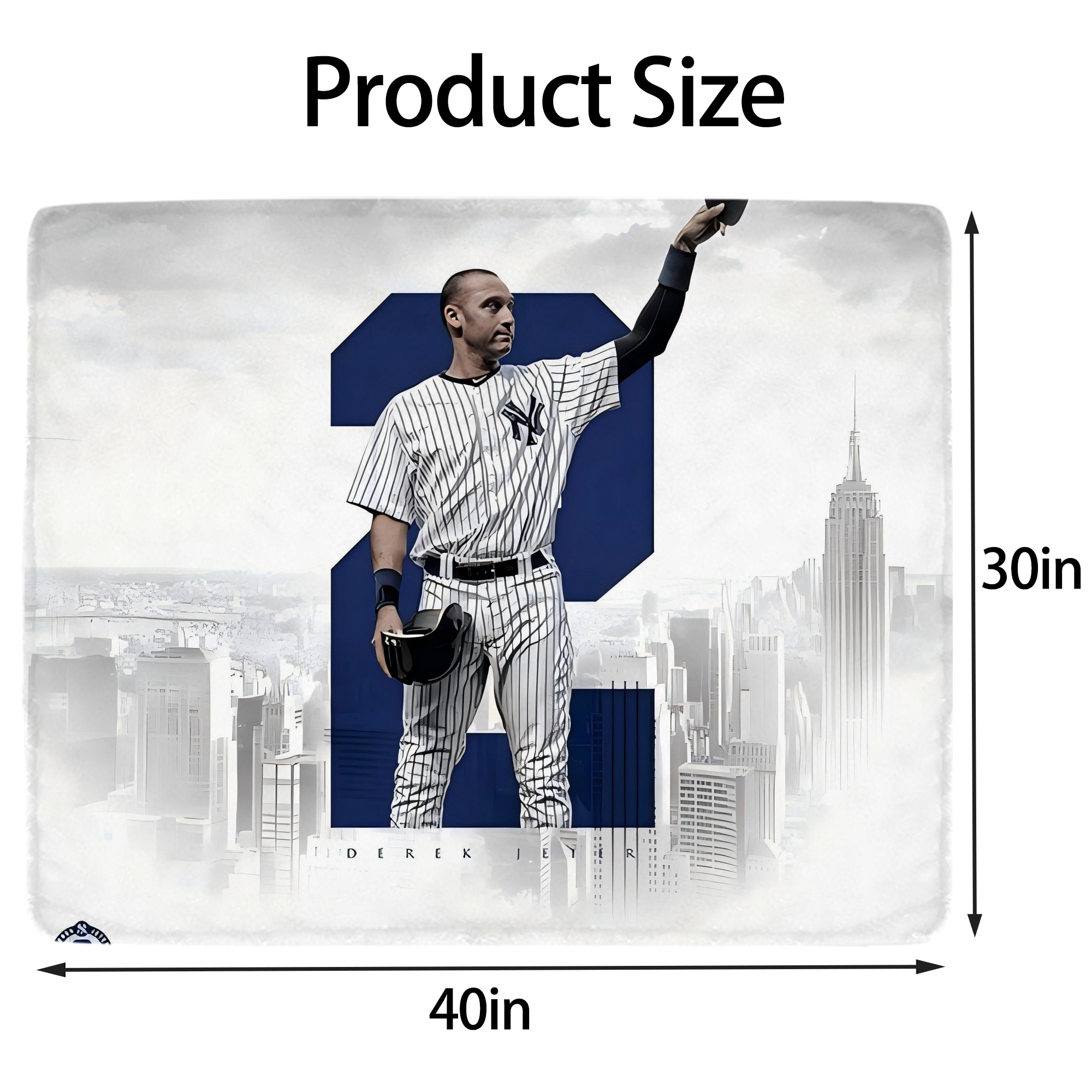 Derek Jeter 68 Soft Plush Fleece Blanket 30x40 Inch - 300GSM Flannel, Ultra Soft & Warm, Lightweight & Durable, Perfect For Kids, Adults, Couch, Bed, Camping, Travel, Gift For Family & Friends