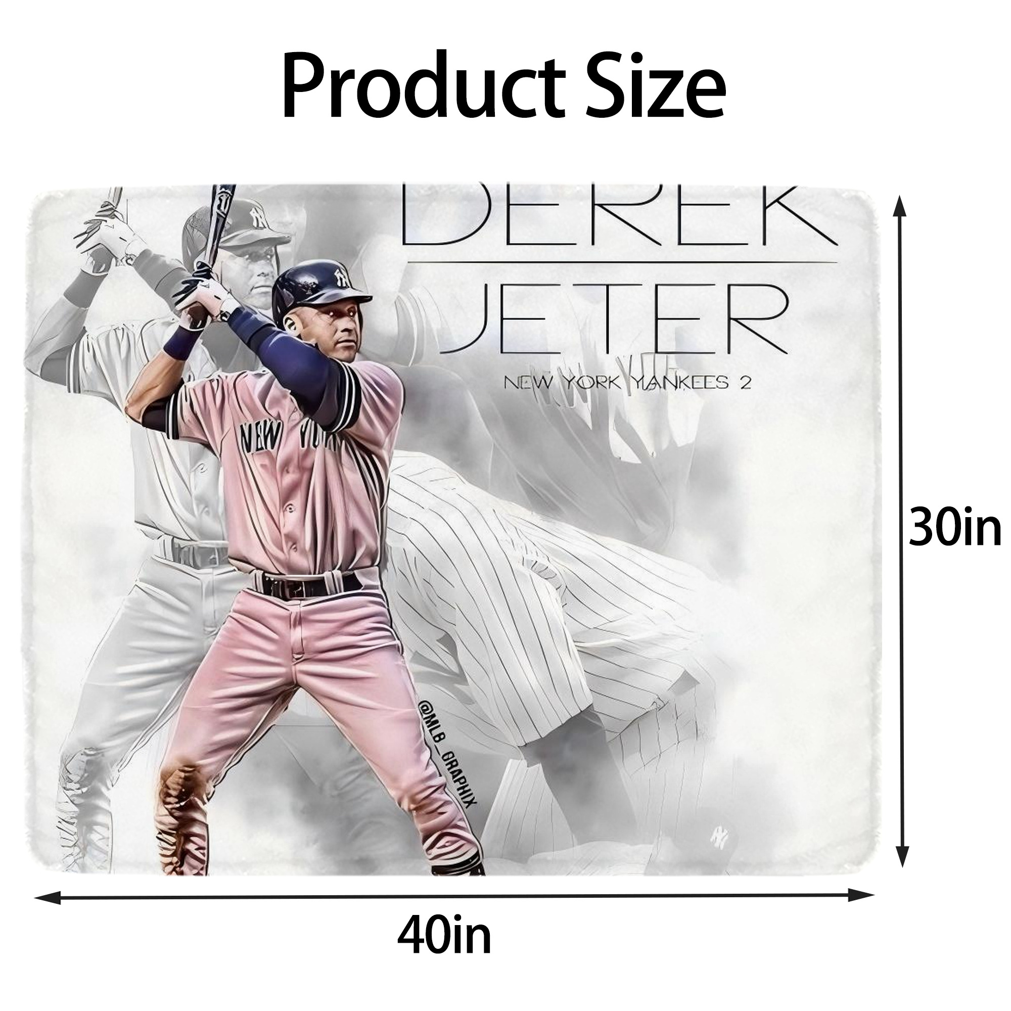 Derek Jeter 72 Soft Plush Fleece Blanket 30x40 Inch - 300GSM Flannel, Ultra Soft & Warm, Lightweight & Durable, Perfect For Kids, Adults, Couch, Bed, Camping, Travel, Gift For Family & Friends