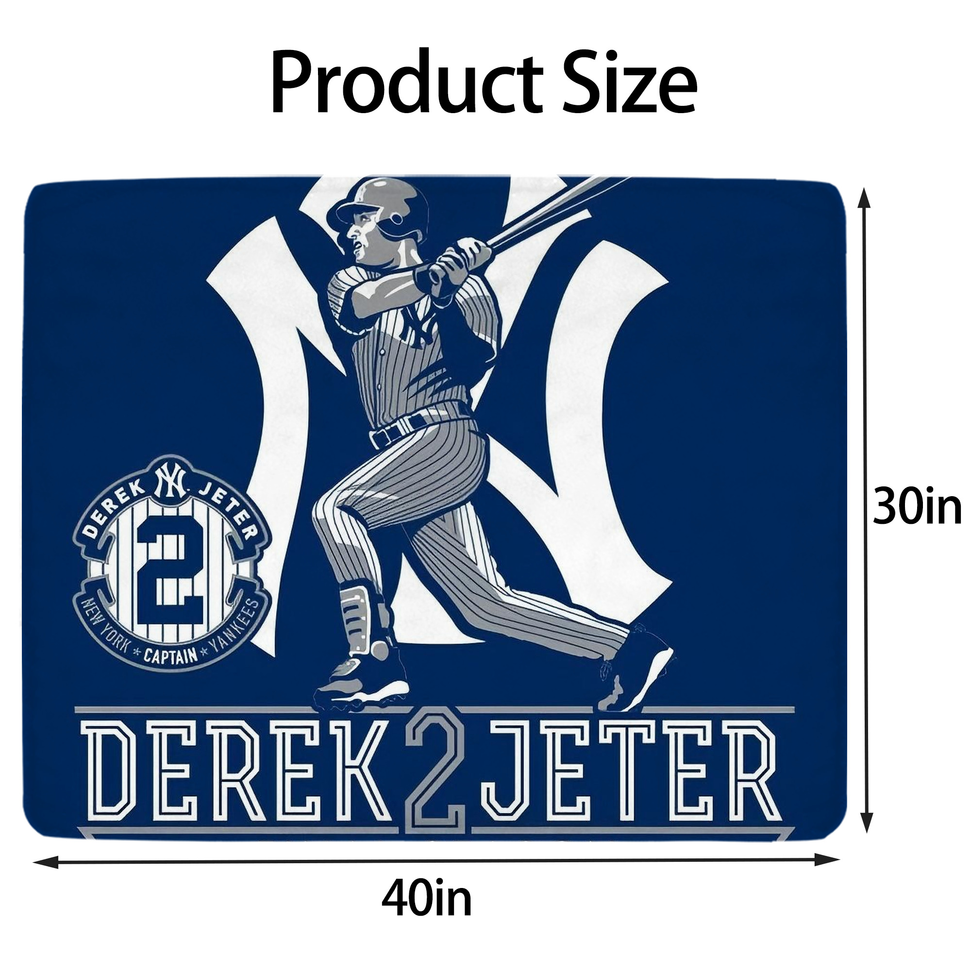 Derek Jeter 104 Soft Plush Fleece Blanket 30x40 Inch - 300GSM Flannel, Ultra Soft & Warm, Lightweight & Durable, Perfect For Kids, Adults, Couch, Bed, Camping, Travel, Gift For Family & Friends