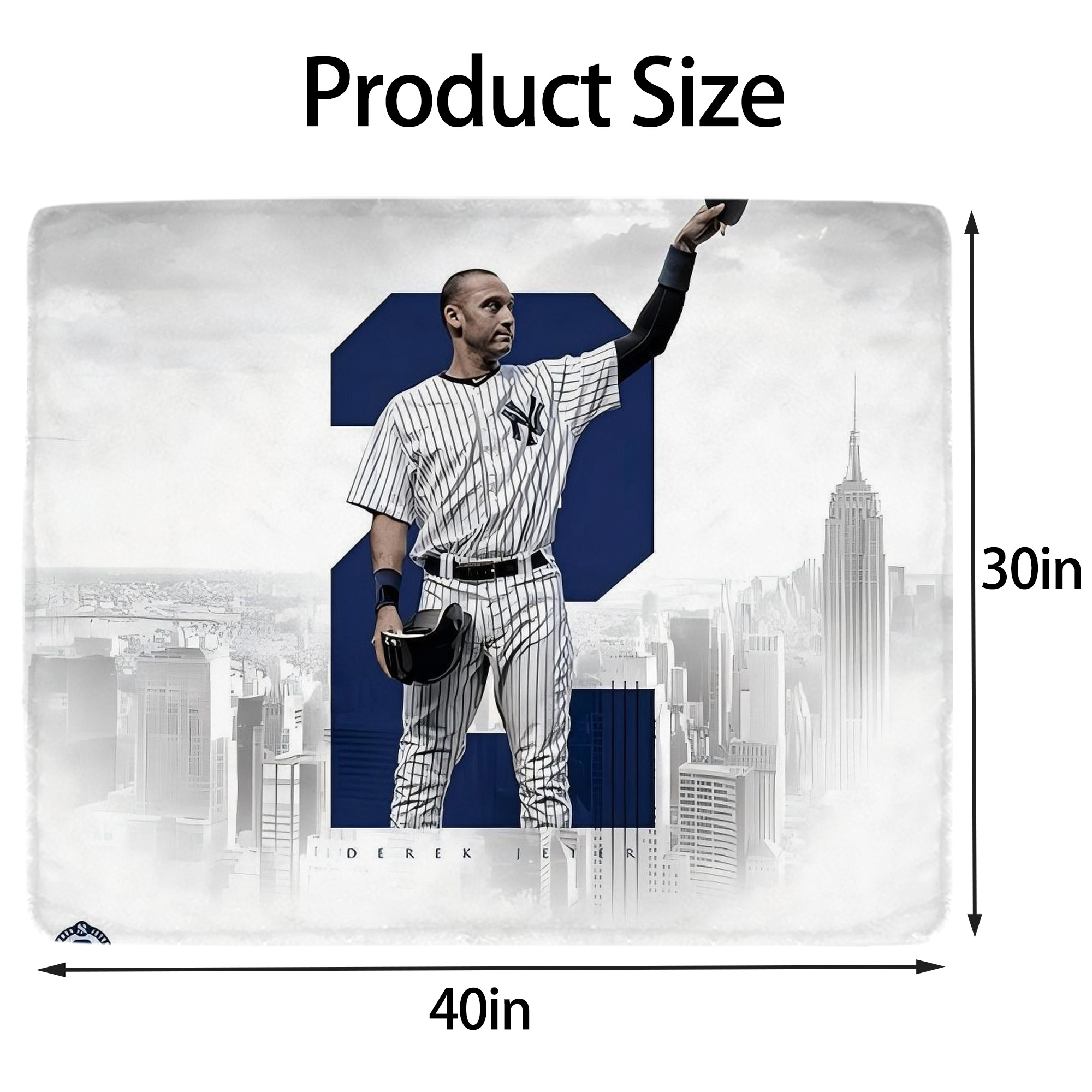 Derek Jeter 110 Soft Plush Fleece Blanket 30x40 Inch - 300GSM Flannel, Ultra Soft & Warm, Lightweight & Durable, Perfect For Kids, Adults, Couch, Bed, Camping, Travel, Gift For Family & Friends