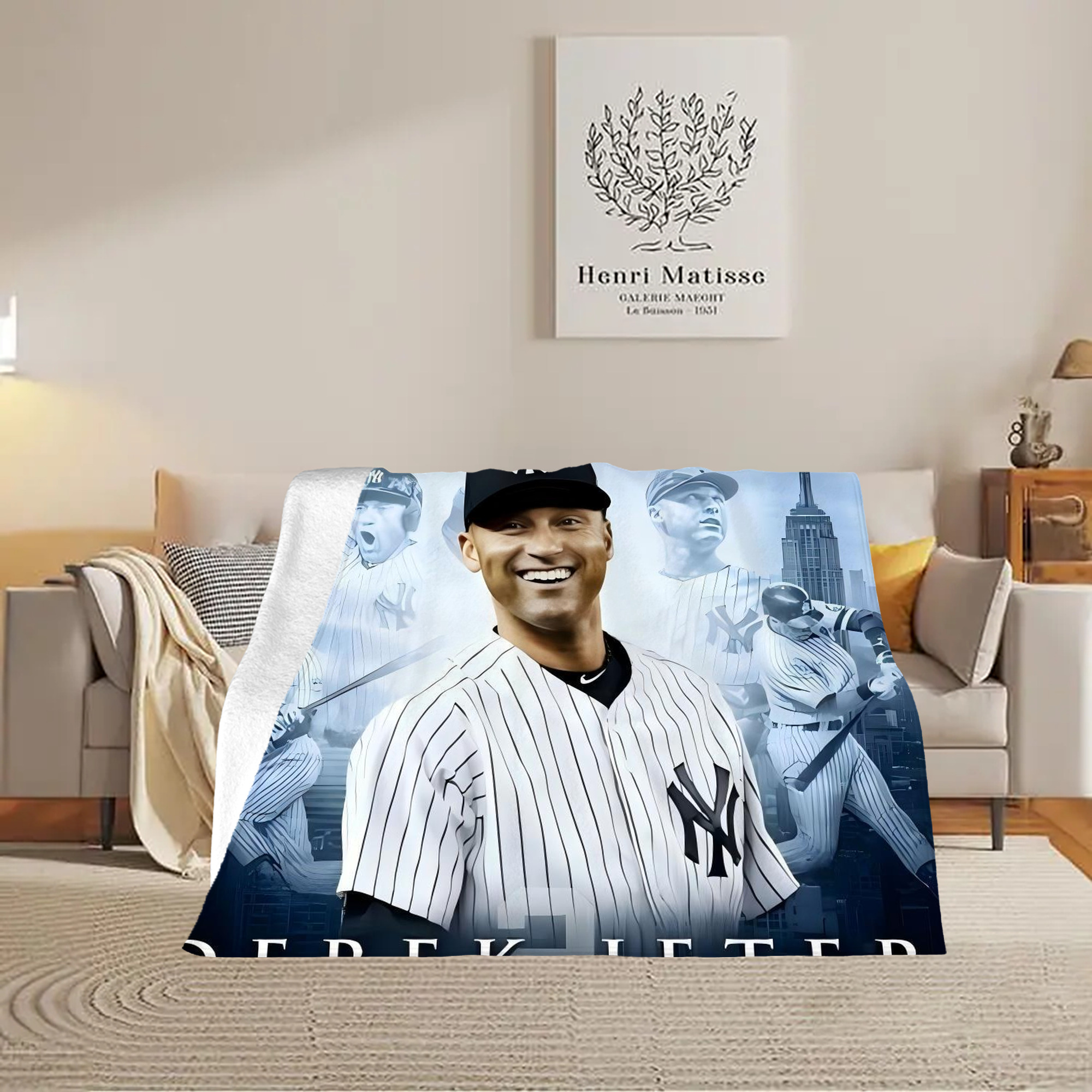 Derek Jeter 21 Soft Plush Fleece Blanket 30x40 Inch - 300GSM Flannel, Ultra Soft & Warm, Lightweight & Durable, Perfect For Kids, Adults, Couch, Bed, Camping, Travel, Gift For Family & Friends