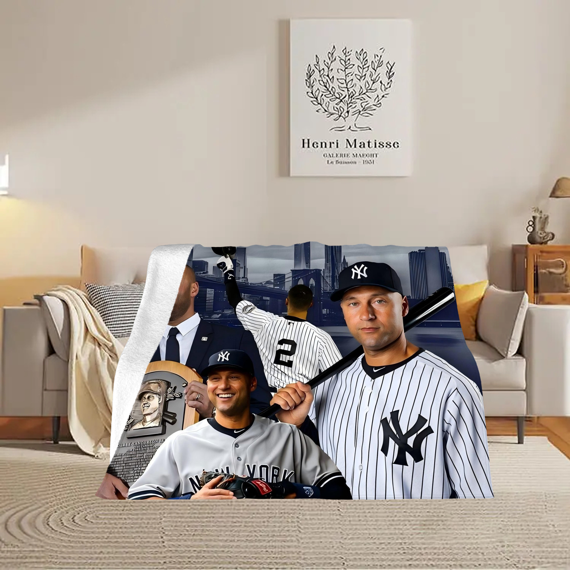 Derek Jeter 49 Soft Plush Fleece Blanket 30x40 Inch - 300GSM Flannel, Ultra Soft & Warm, Lightweight & Durable, Perfect For Kids, Adults, Couch, Bed, Camping, Travel, Gift For Family & Friends