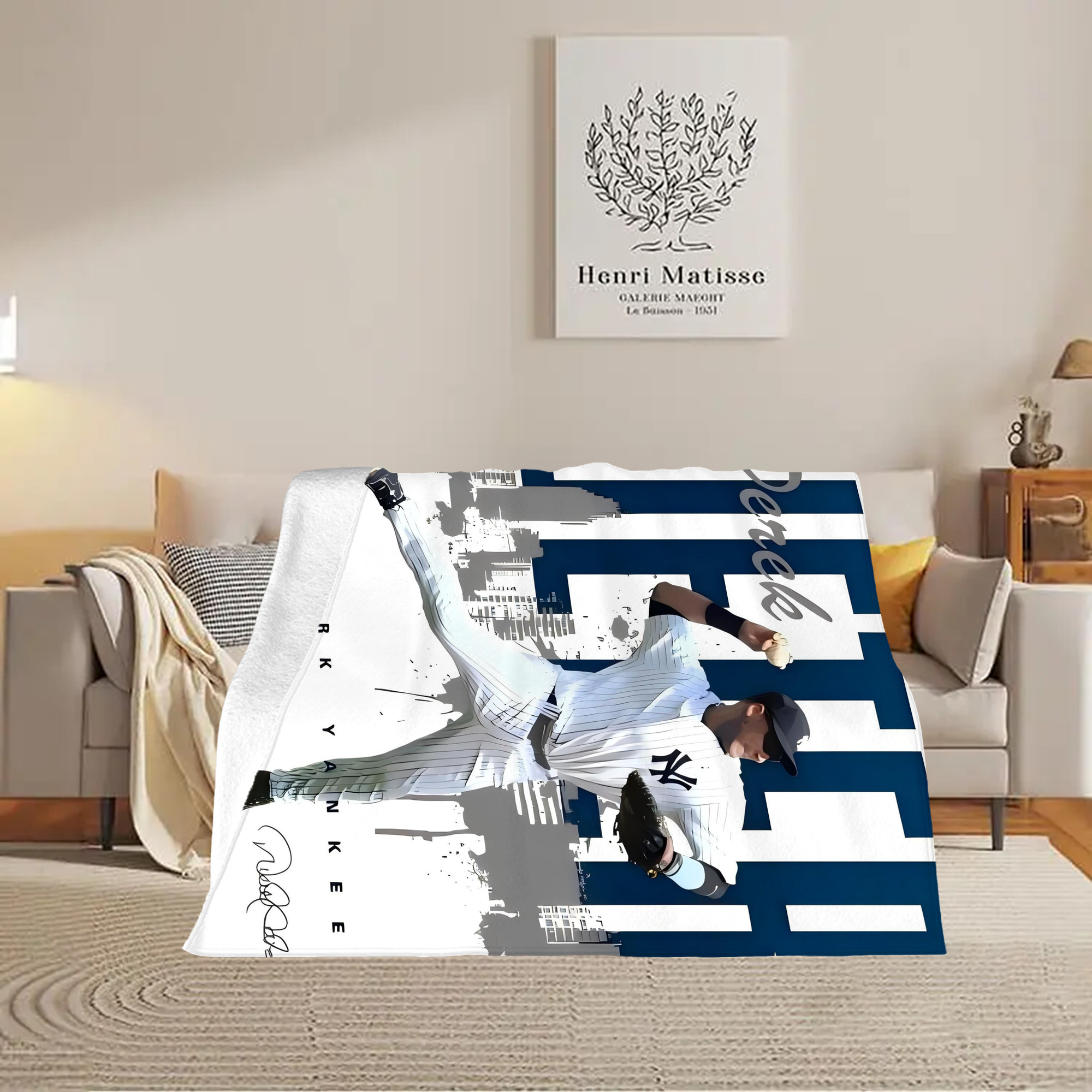 Derek Jeter 57 Soft Plush Fleece Blanket 30x40 Inch - 300GSM Flannel, Ultra Soft & Warm, Lightweight & Durable, Perfect For Kids, Adults, Couch, Bed, Camping, Travel, Gift For Family & Friends