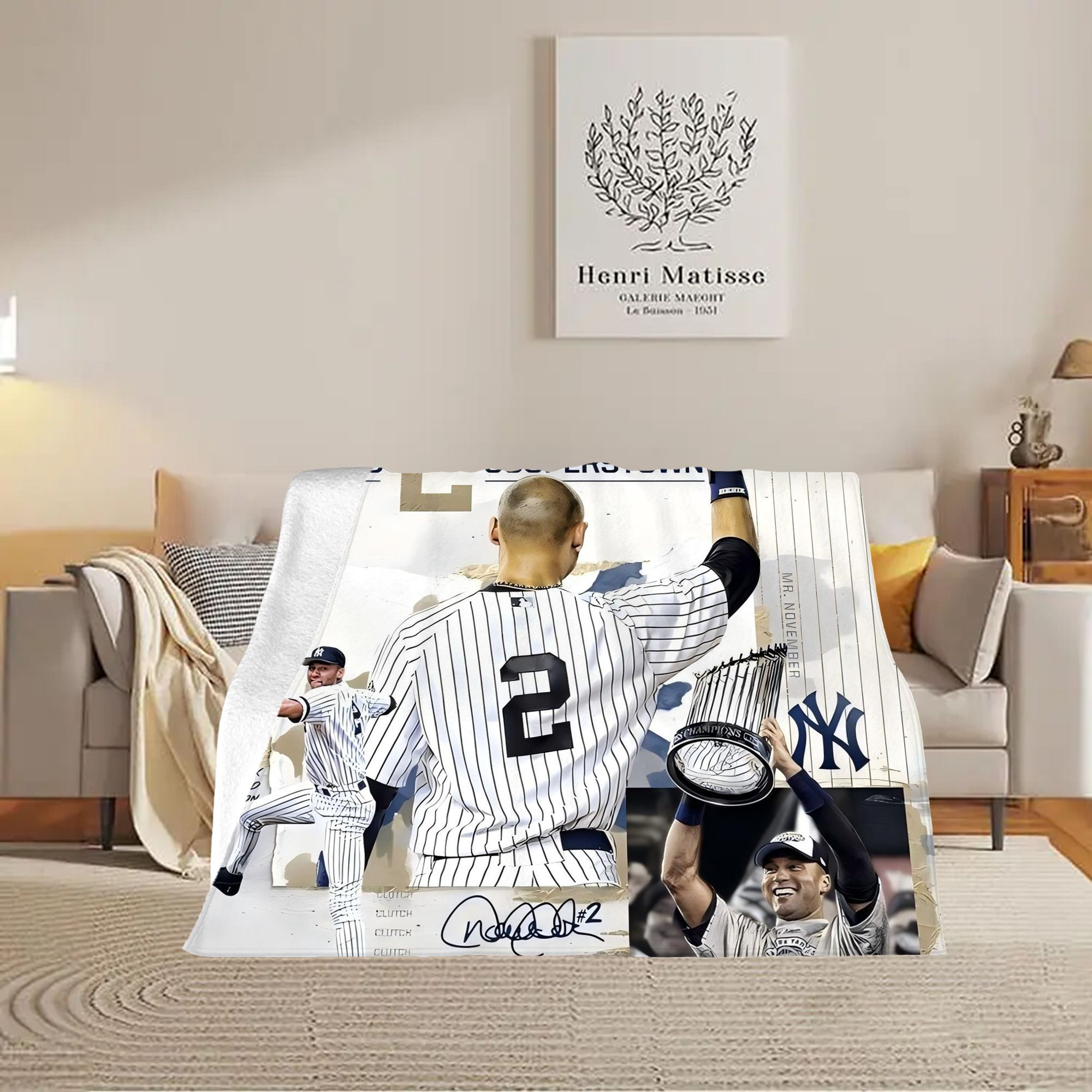 Derek Jeter 58 Soft Plush Fleece Blanket 30x40 Inch - 300GSM Flannel, Ultra Soft & Warm, Lightweight & Durable, Perfect For Kids, Adults, Couch, Bed, Camping, Travel, Gift For Family & Friends