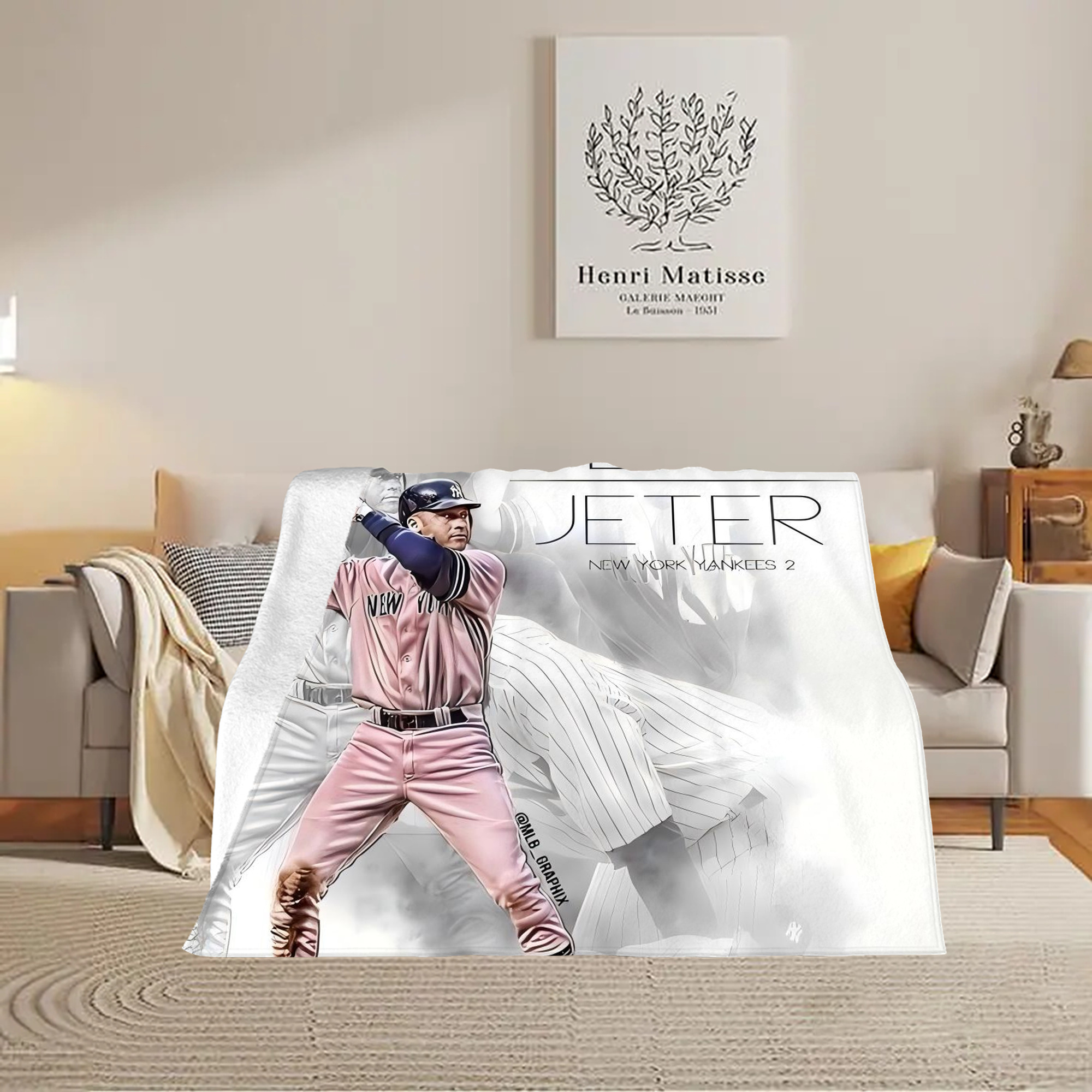 Derek Jeter 72 Soft Plush Fleece Blanket 30x40 Inch - 300GSM Flannel, Ultra Soft & Warm, Lightweight & Durable, Perfect For Kids, Adults, Couch, Bed, Camping, Travel, Gift For Family & Friends