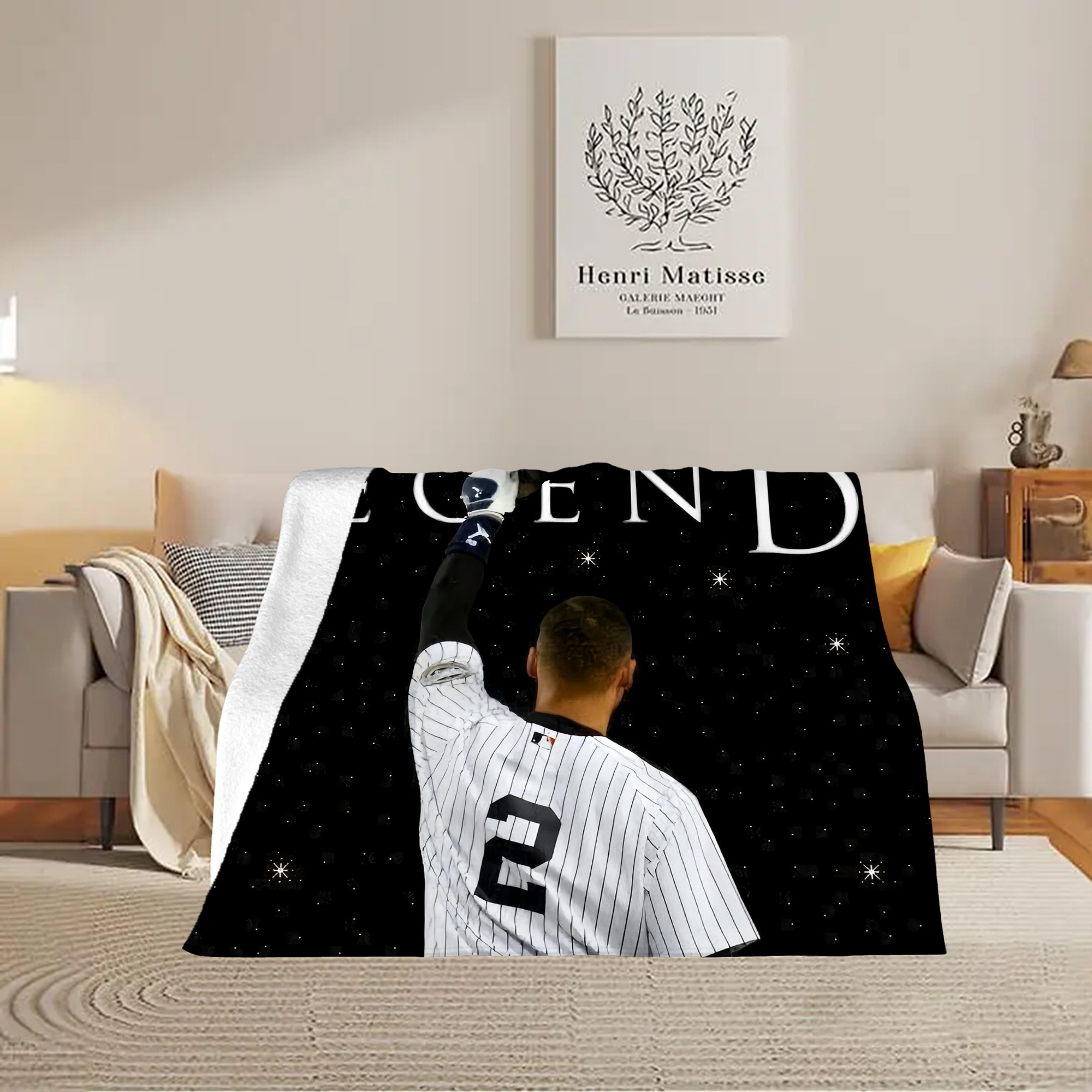 Derek Jeter 73 Soft Plush Fleece Blanket 30x40 Inch - 300GSM Flannel, Ultra Soft & Warm, Lightweight & Durable, Perfect For Kids, Adults, Couch, Bed, Camping, Travel, Gift For Family & Friends