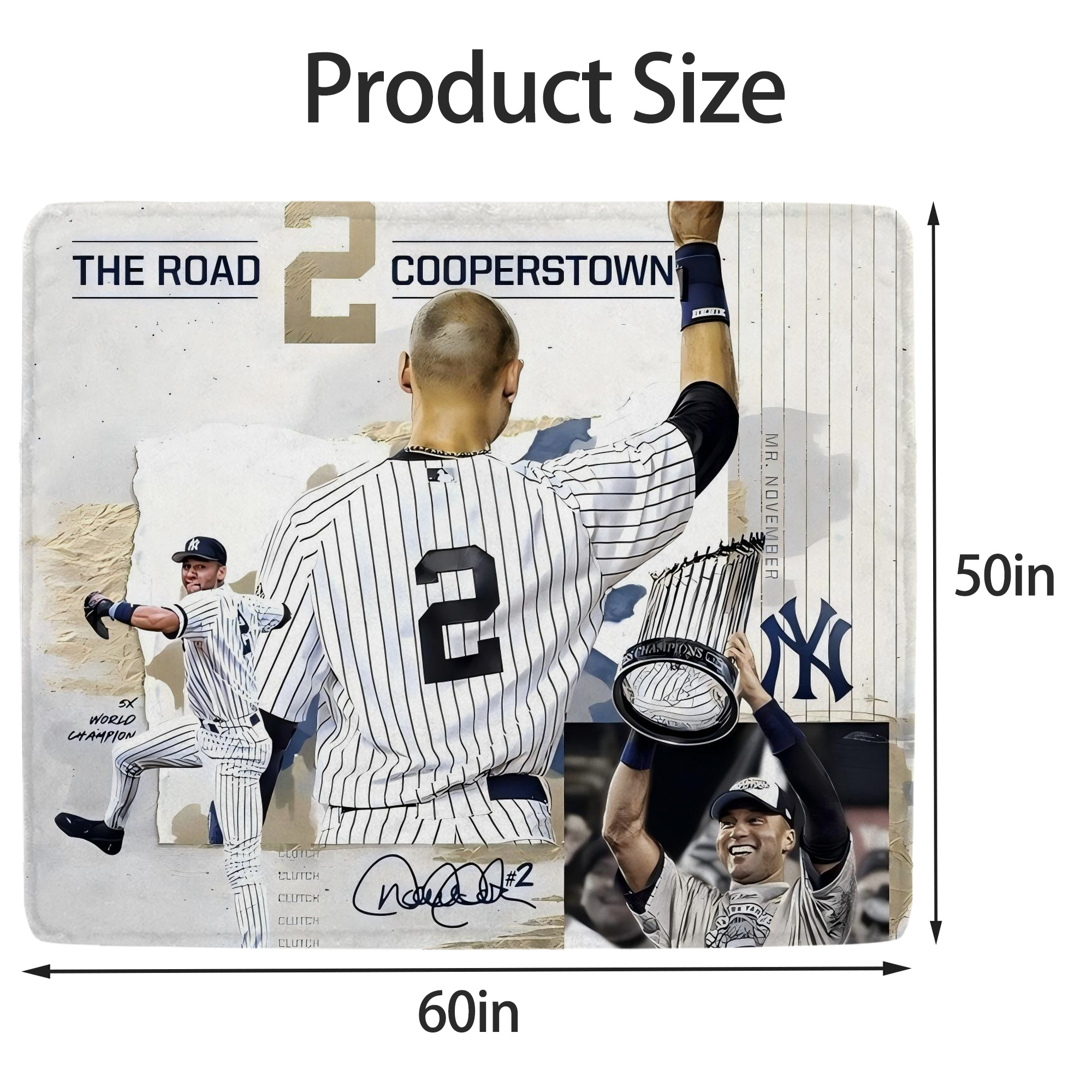 Derek Jeter 58 Soft Fleece Throw Blanket 50 X 60 Inch – Super Soft, Lightweight, And Durable – Perfect For Sofa, Bed, Camping, And More – Ideal Gift For Family And Friends