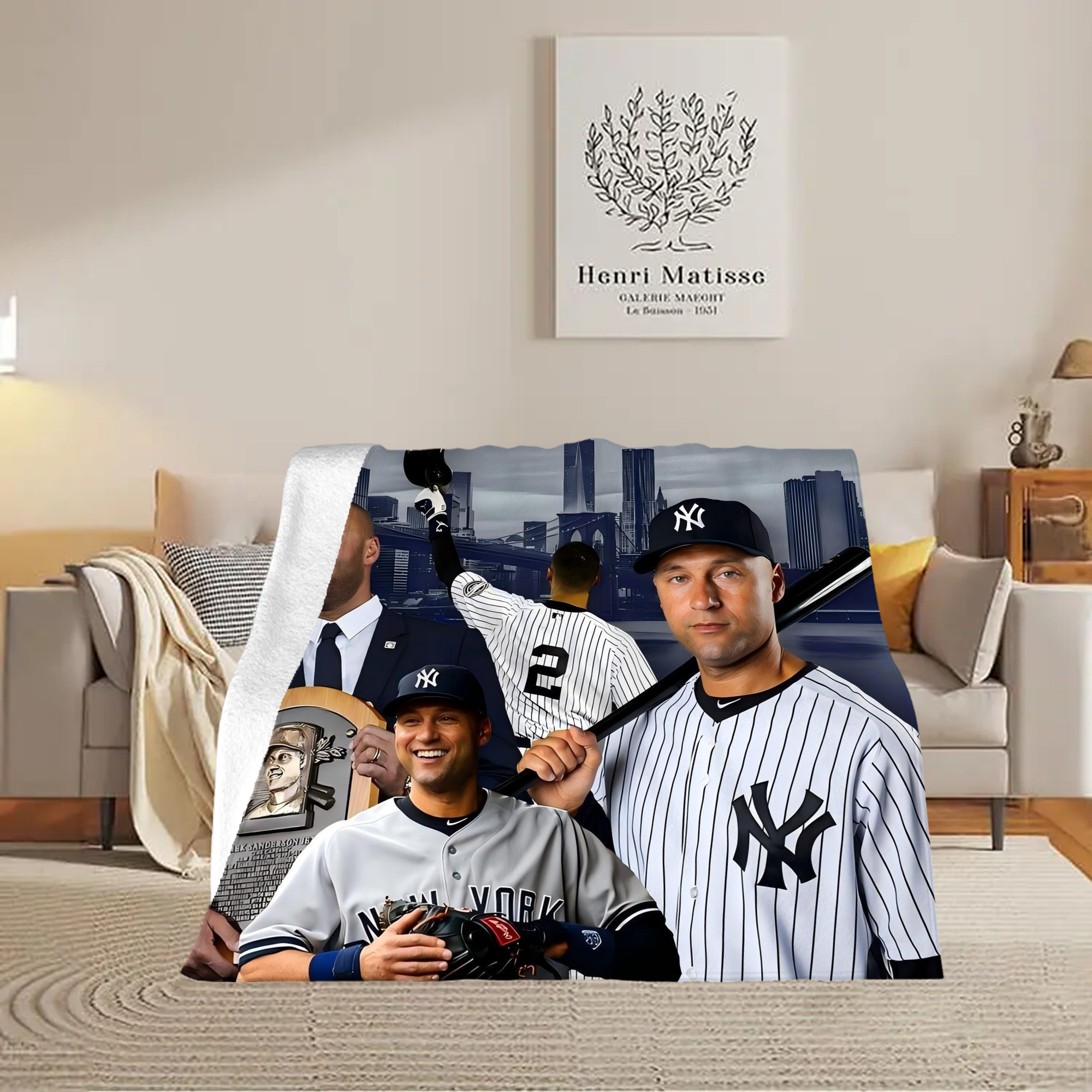 Derek Jeter 49 Soft Fleece Throw Blanket 50 X 60 Inch – Super Soft, Lightweight, And Durable – Perfect For Sofa, Bed, Camping, And More – Ideal Gift For Family And Friends