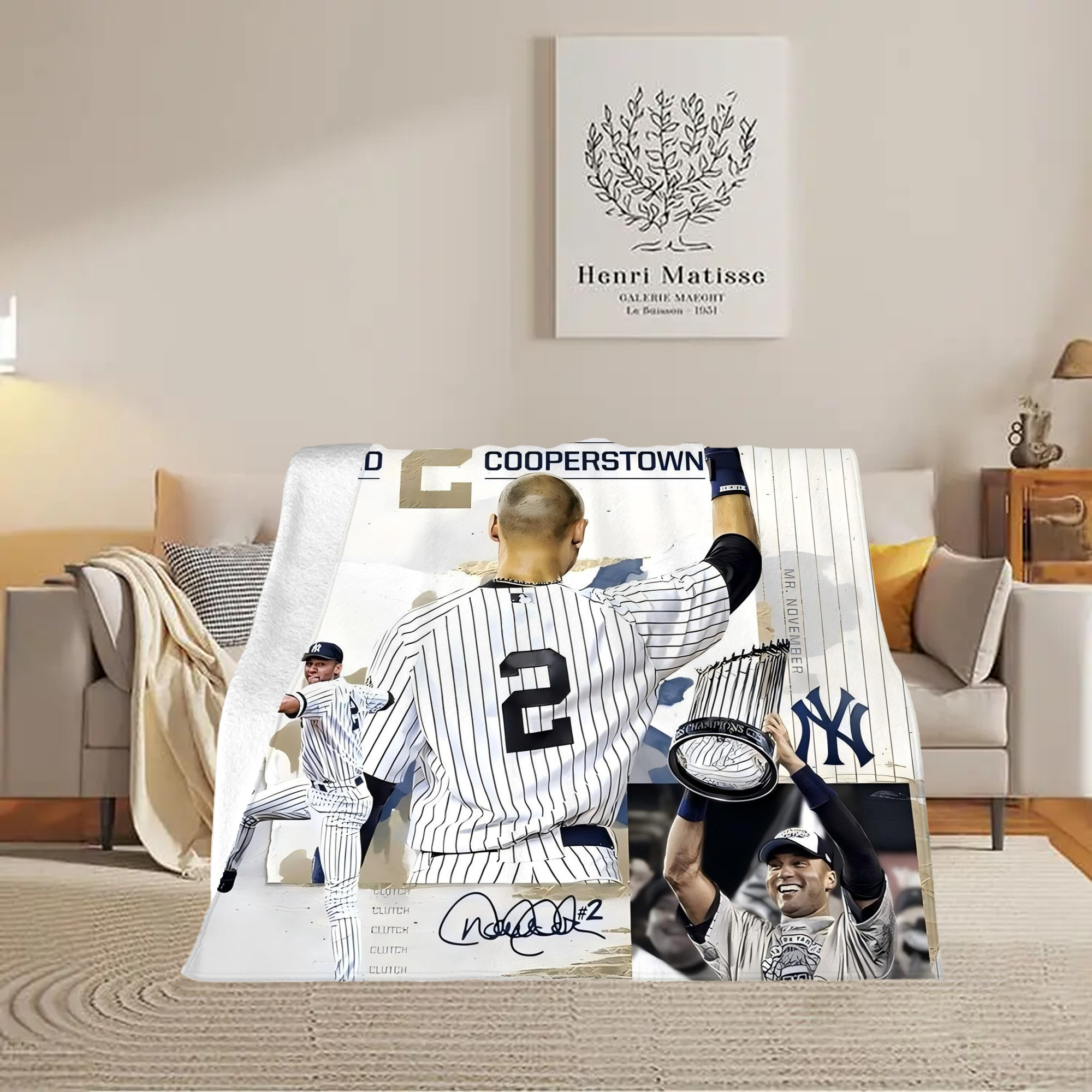 Derek Jeter 58 Soft Fleece Throw Blanket 50 X 60 Inch – Super Soft, Lightweight, And Durable – Perfect For Sofa, Bed, Camping, And More – Ideal Gift For Family And Friends