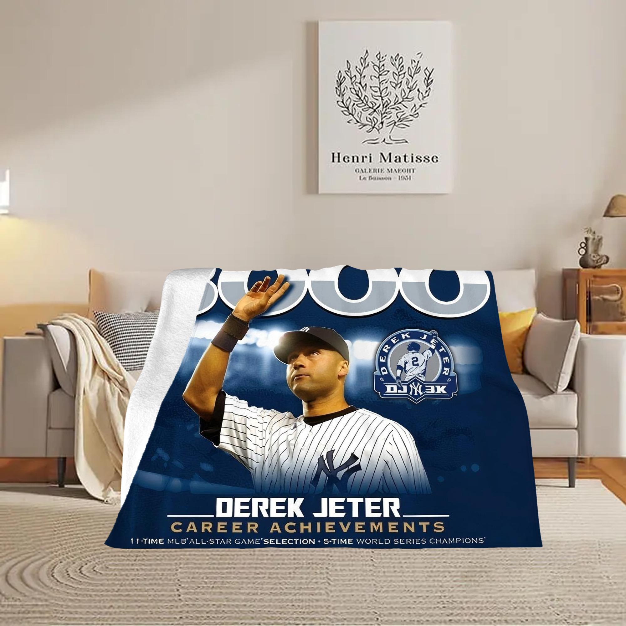 Derek Jeter 24 Soft Fleece Throw Blanket 60 X 80 Inch – Super Soft, Lightweight, And Durable – Perfect For Sofa, Bed, Camping, And More – Ideal Gift For Family And Friends