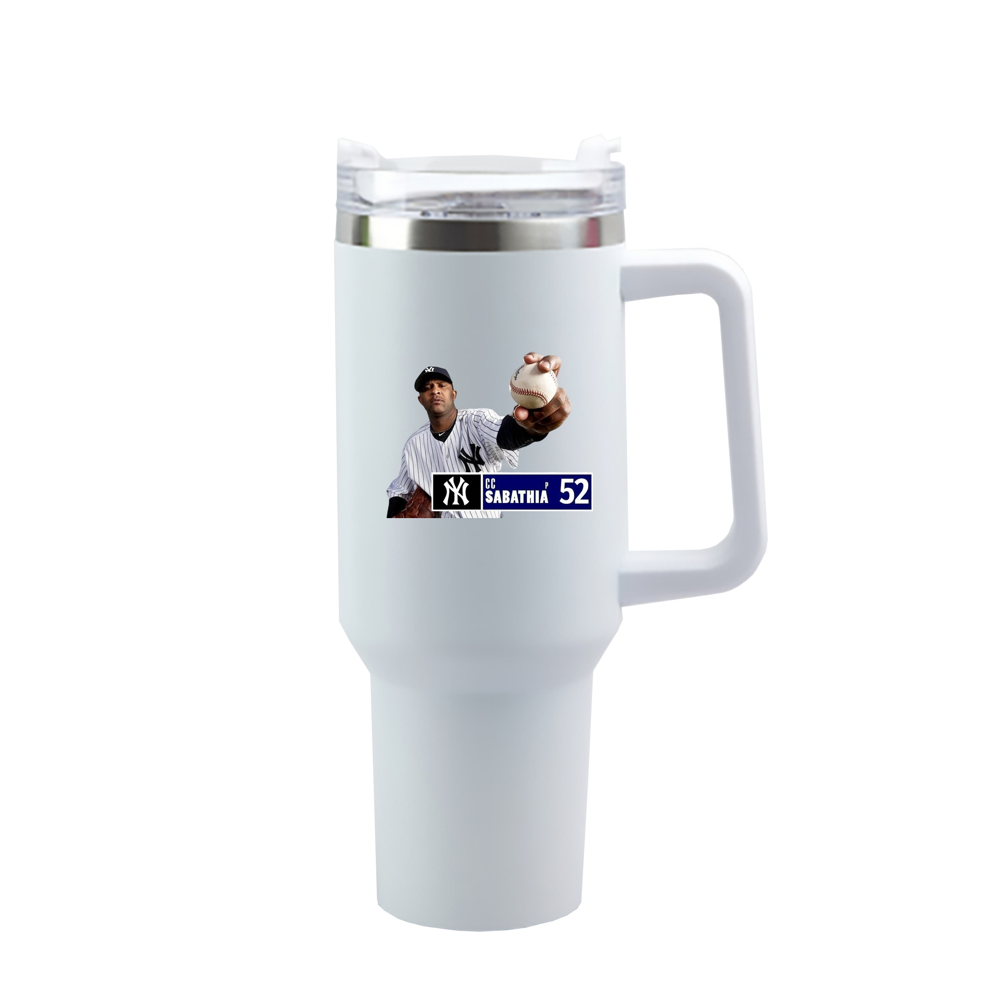 CC Sabatnia 1 40oz Handle Car Cup With Crystal Sticker Design – Durable Stainless Steel Travel Mug With Reusable Straw – Double Wall Insulated