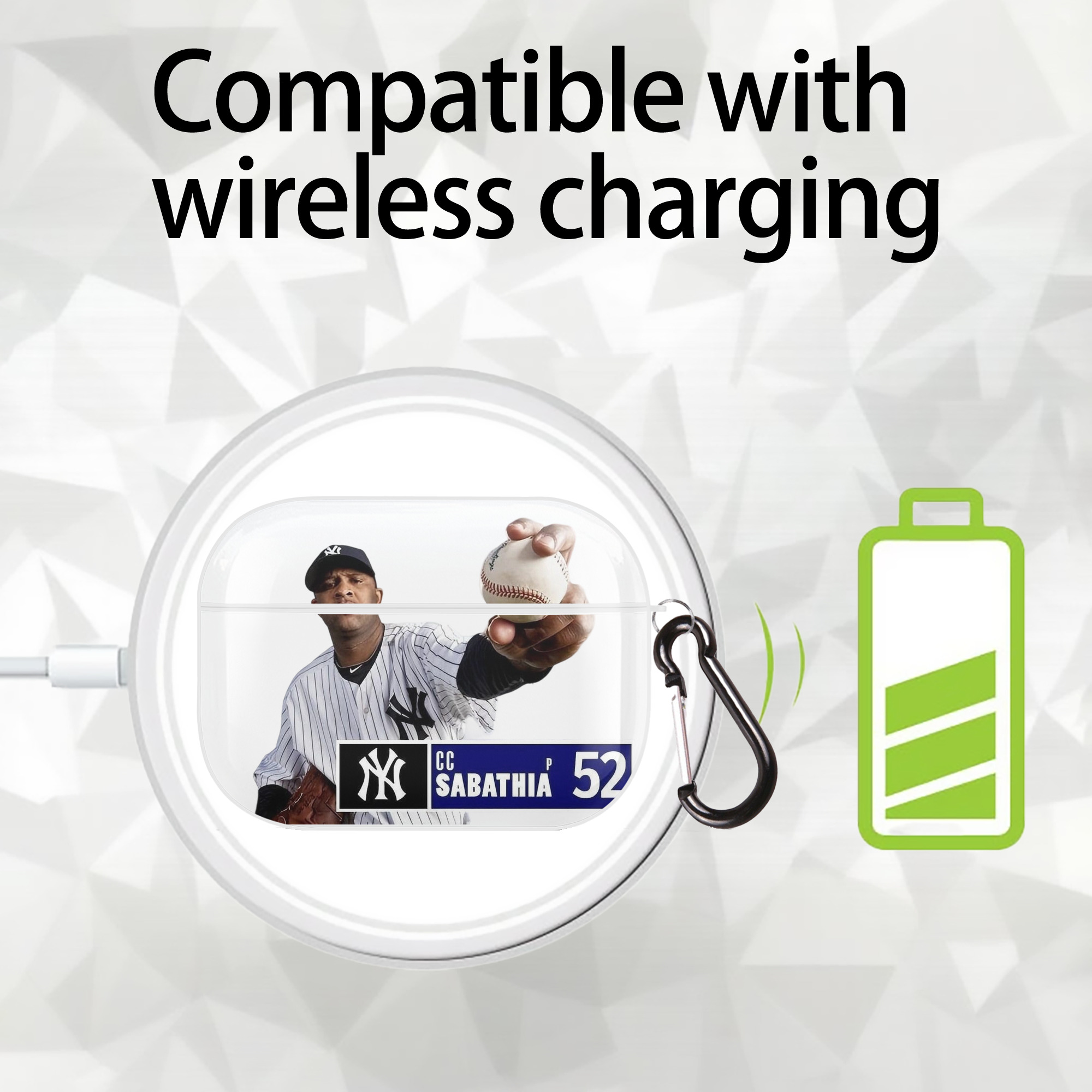 CC Sabatnia 1 AirPods Pro Hard Case White With Keychain, Durable Flexible PC, Precise Cutouts, Anti-Fingerprint, Yellowing & Scratch Resistant, Full Protection, Washable