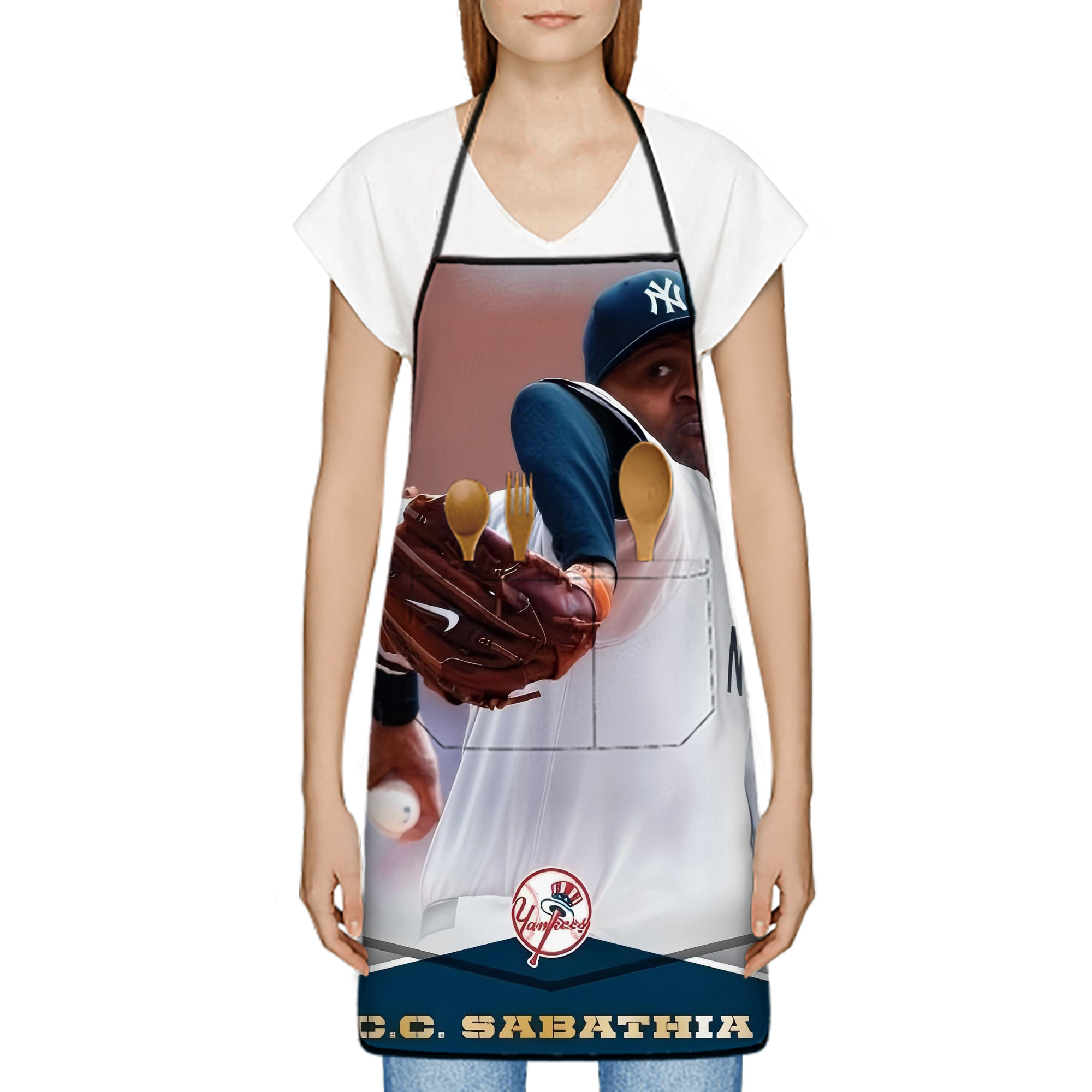 CC Sabatnia 6 Stain-Resistant Polyester Apron With Pocket – Full Print, Waterproof, Anti-Wrinkle, Anti-Pilling – Ideal For Kitchen, BBQ, Restaurant, Salon & More