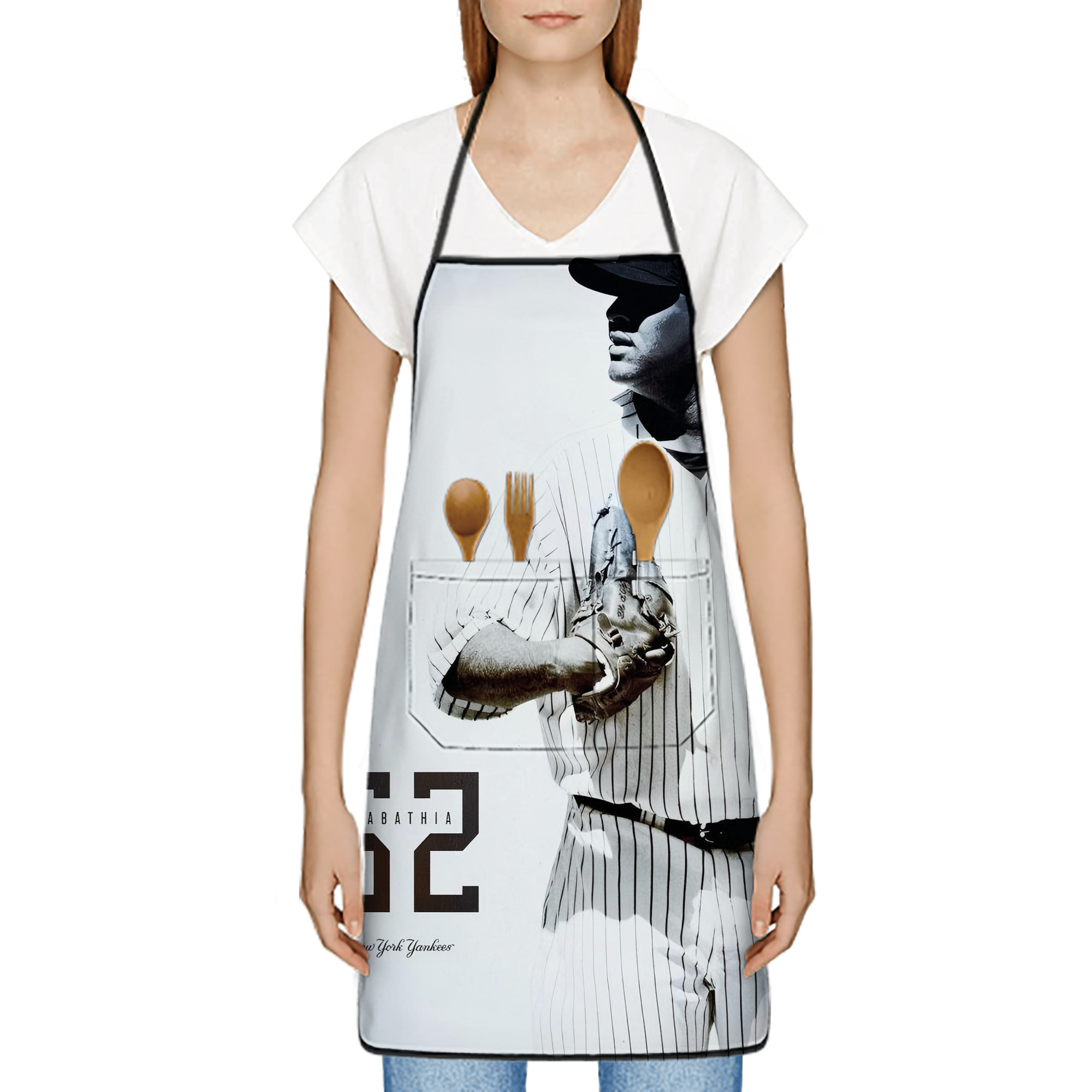 CC Sabatnia 8 Stain-Resistant Polyester Apron With Pocket – Full Print, Waterproof, Anti-Wrinkle, Anti-Pilling – Ideal For Kitchen, BBQ, Restaurant, Salon & More