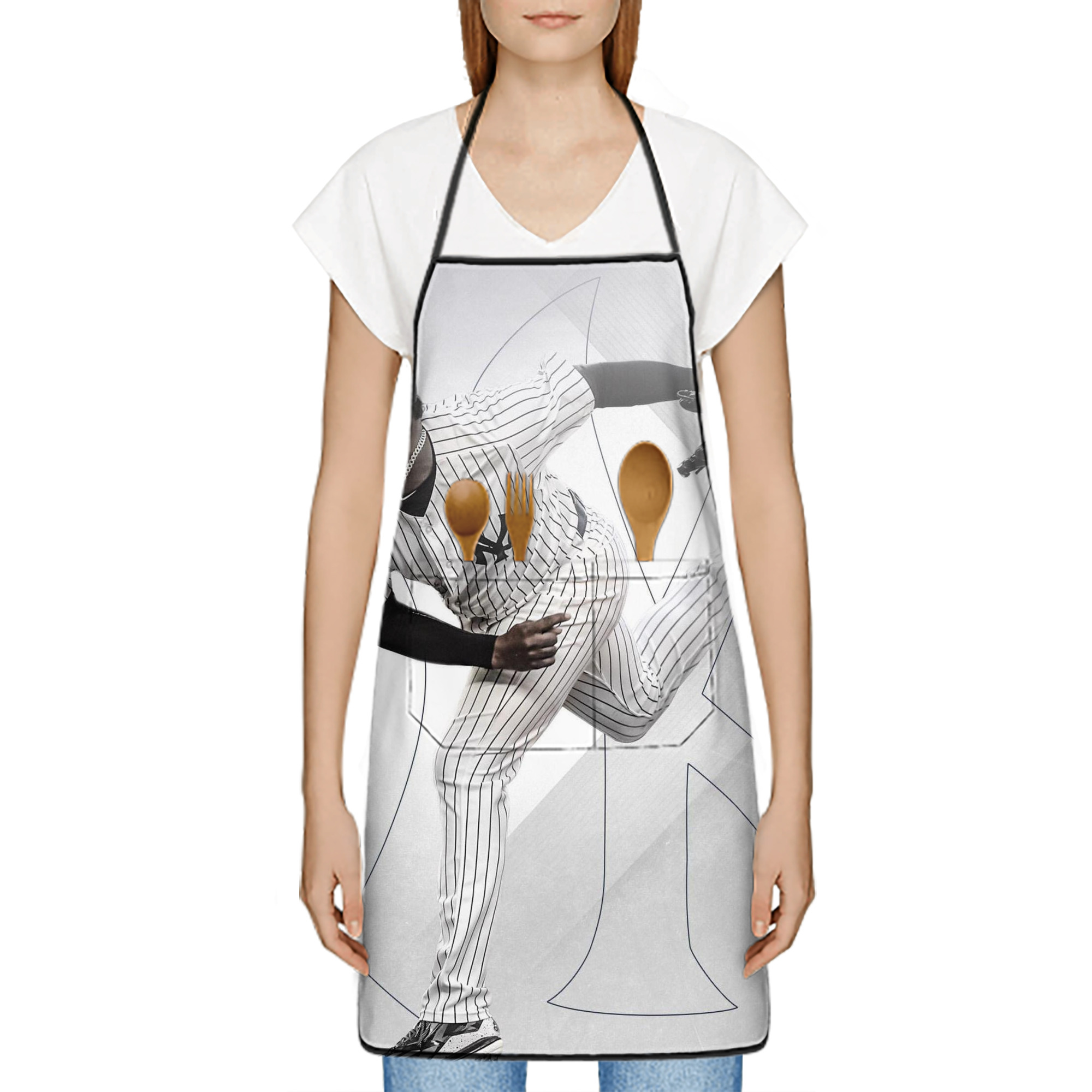 CC Sabatnia 10 Stain-Resistant Polyester Apron With Pocket – Full Print, Waterproof, Anti-Wrinkle, Anti-Pilling – Ideal For Kitchen, BBQ, Restaurant, Salon & More