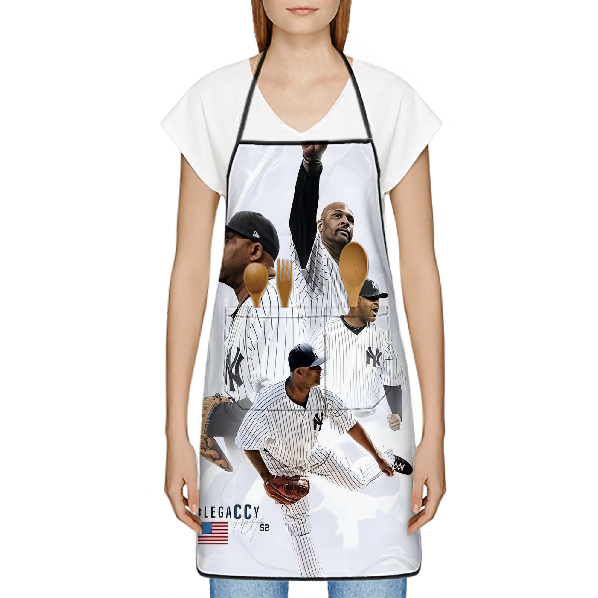 CC Sabatnia 13 Stain-Resistant Polyester Apron With Pocket – Full Print, Waterproof, Anti-Wrinkle, Anti-Pilling – Ideal For Kitchen, BBQ, Restaurant, Salon & More