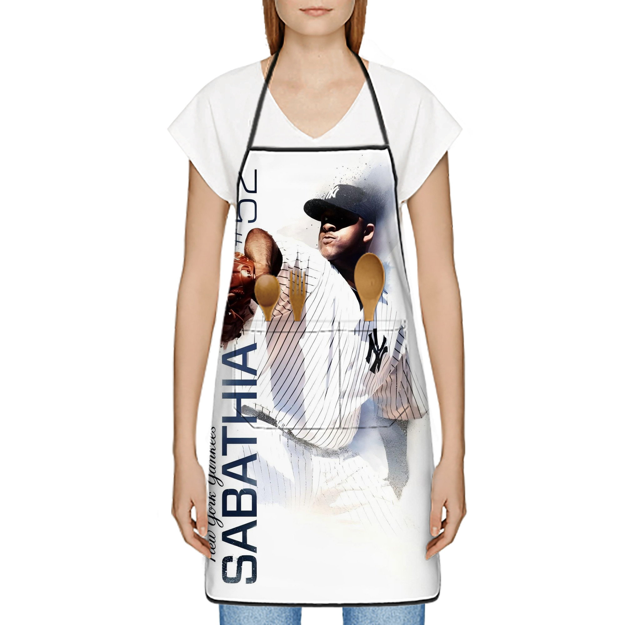 CC Sabatnia 25 Stain-Resistant Polyester Apron With Pocket – Full Print, Waterproof, Anti-Wrinkle, Anti-Pilling – Ideal For Kitchen, BBQ, Restaurant, Salon & More