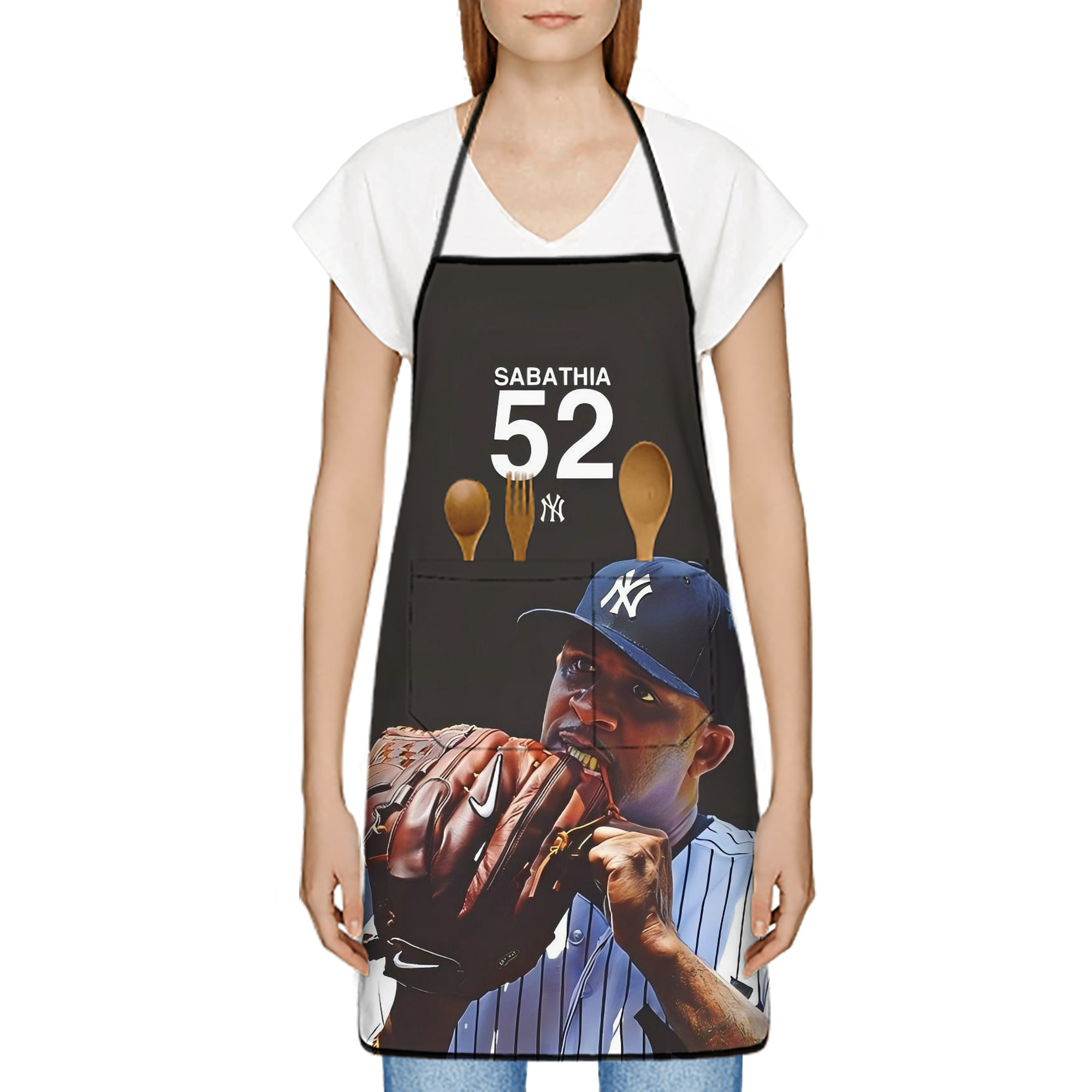 CC Sabatnia 33 Stain-Resistant Polyester Apron With Pocket – Full Print, Waterproof, Anti-Wrinkle, Anti-Pilling – Ideal For Kitchen, BBQ, Restaurant, Salon & More