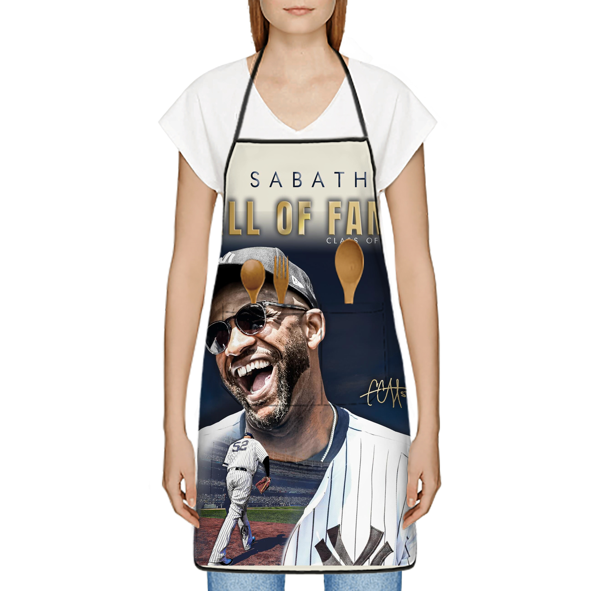 CC Sabatnia 34 Stain-Resistant Polyester Apron With Pocket – Full Print, Waterproof, Anti-Wrinkle, Anti-Pilling – Ideal For Kitchen, BBQ, Restaurant, Salon & More