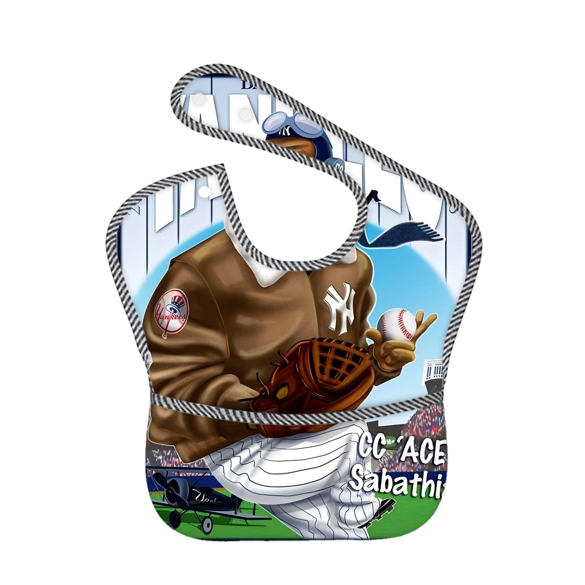 CC Sabatnia 29 Adjustable Waterproof Toddler Bib – Full-Print Durable Polyester – Foldable Crumb Pocket – Easy Snap Closure – Soft