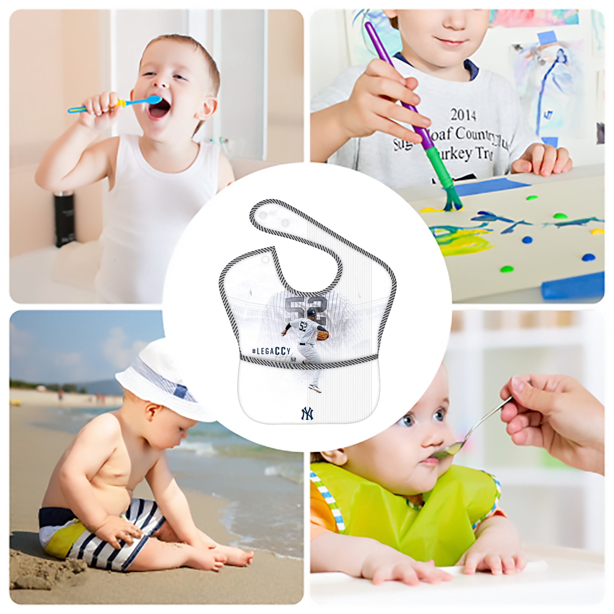 CC Sabatnia 19 Adjustable Waterproof Toddler Bib – Full-Print Durable Polyester – Foldable Crumb Pocket – Easy Snap Closure – Soft