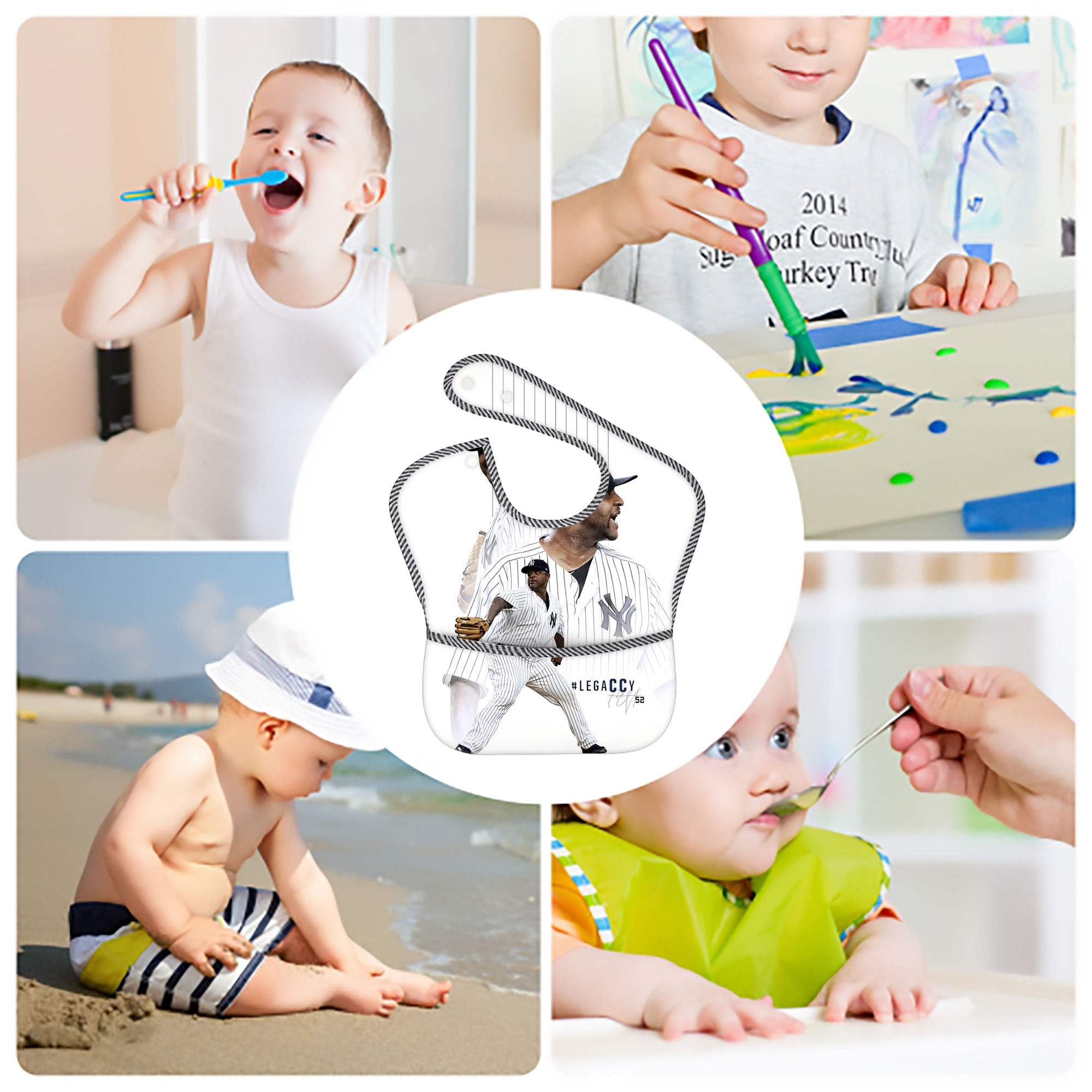 CC Sabatnia 21 Adjustable Waterproof Toddler Bib – Full-Print Durable Polyester – Foldable Crumb Pocket – Easy Snap Closure – Soft