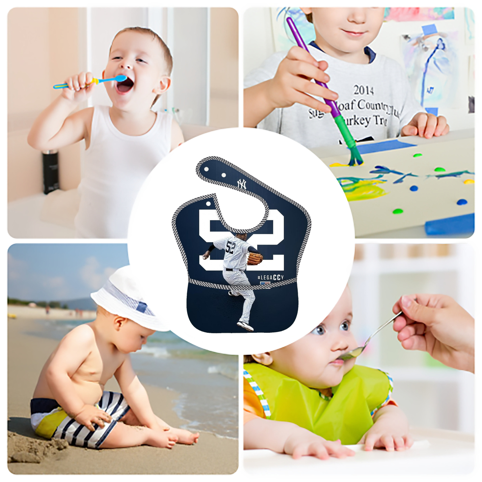 CC Sabatnia 22 Adjustable Waterproof Toddler Bib – Full-Print Durable Polyester – Foldable Crumb Pocket – Easy Snap Closure – Soft