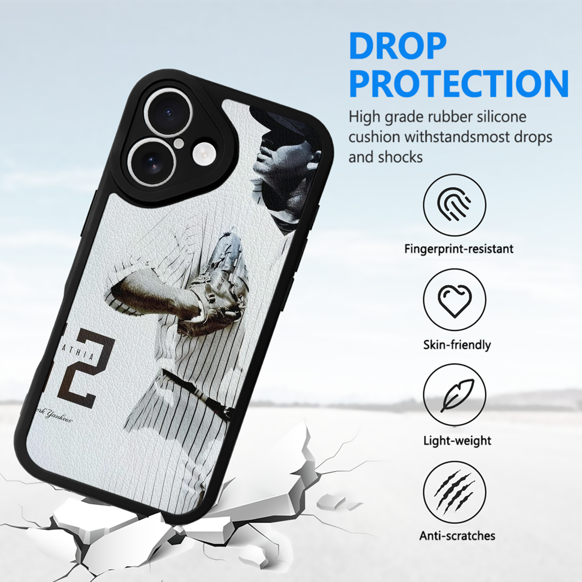 CC Sabatnia 8 IPhone 16 Silicone Leather Case – UV Print, Lambskin Texture – Perfect Fit, Wireless Charging Compatible, Scratch Resistant, Precise Cutouts – Stylish Protection For IPhone 16