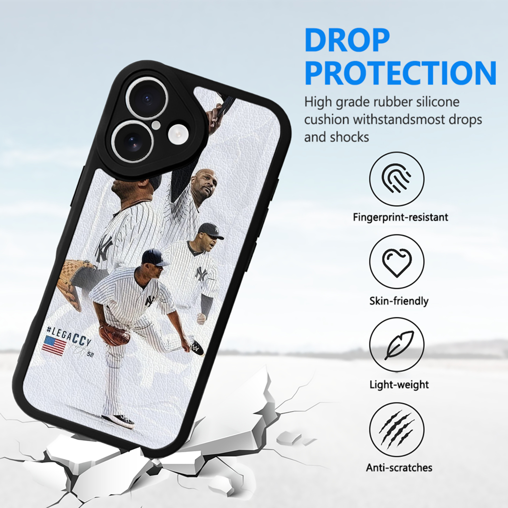 CC Sabatnia 13 IPhone 16 Silicone Leather Case – UV Print, Lambskin Texture – Perfect Fit, Wireless Charging Compatible, Scratch Resistant, Precise Cutouts – Stylish Protection For IPhone 16