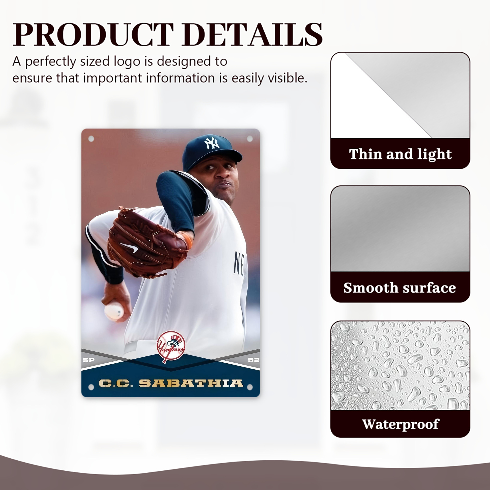 CC Sabatnia 6 8x12inch Vertical Aluminum Sign - Durable Fade-Resistant Indoor/Outdoor Safety & Information Plaque For Office, Hotel, Restaurant, Bar, Public Spaces